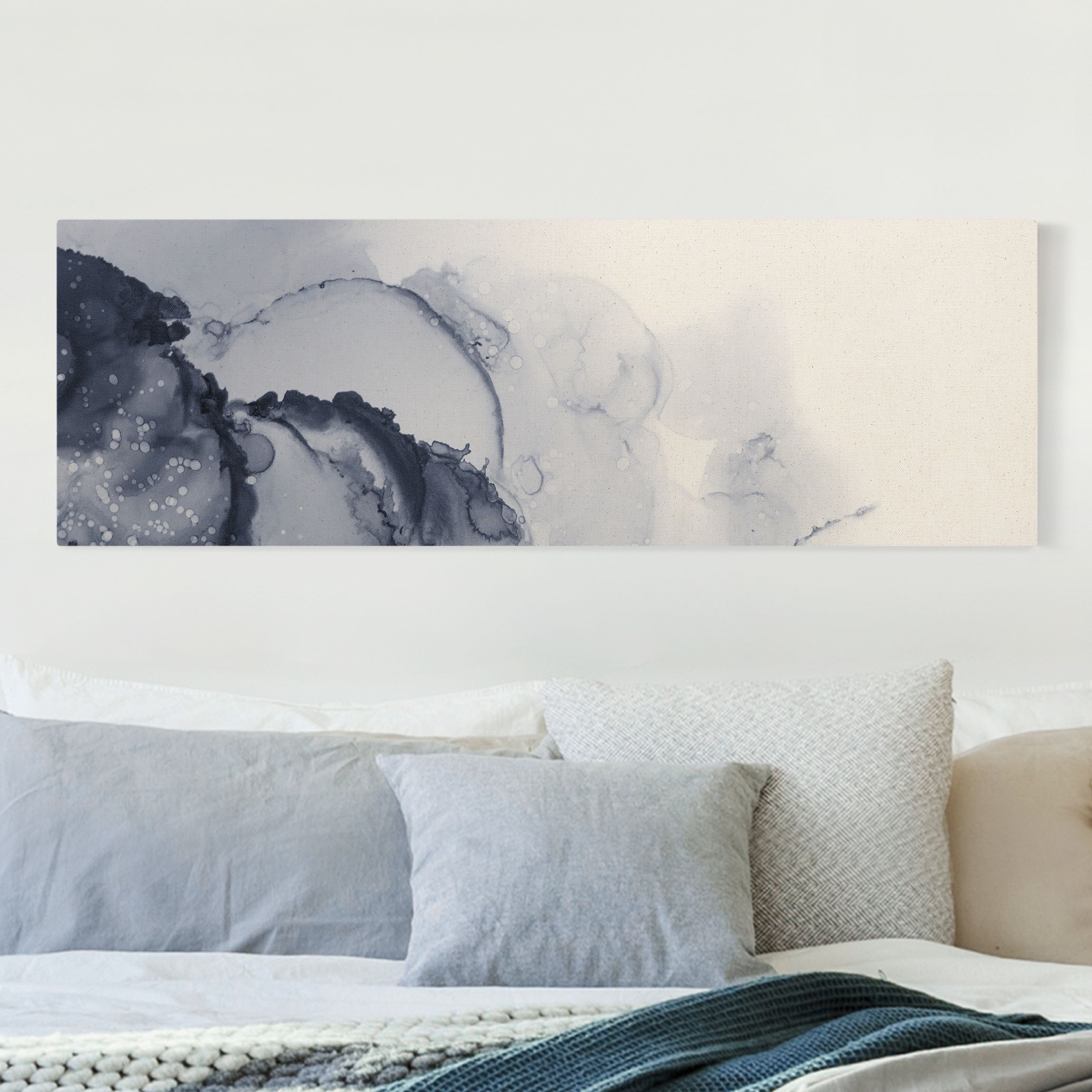 Leinwandbild auf Canvas Natural Spiel der Farben Blaue Tusche