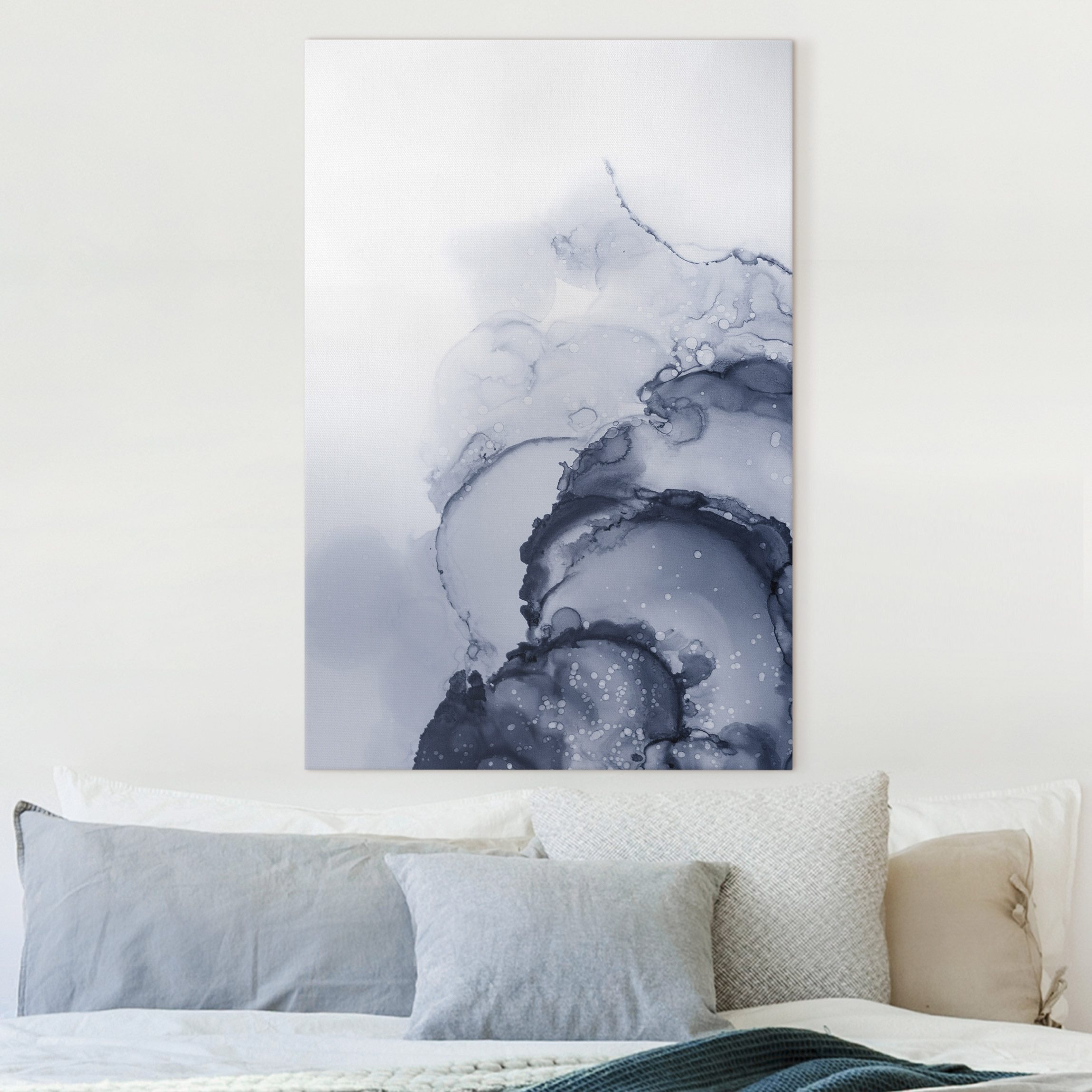 Leinwandbild Spiel der Farben Blaue Tusche