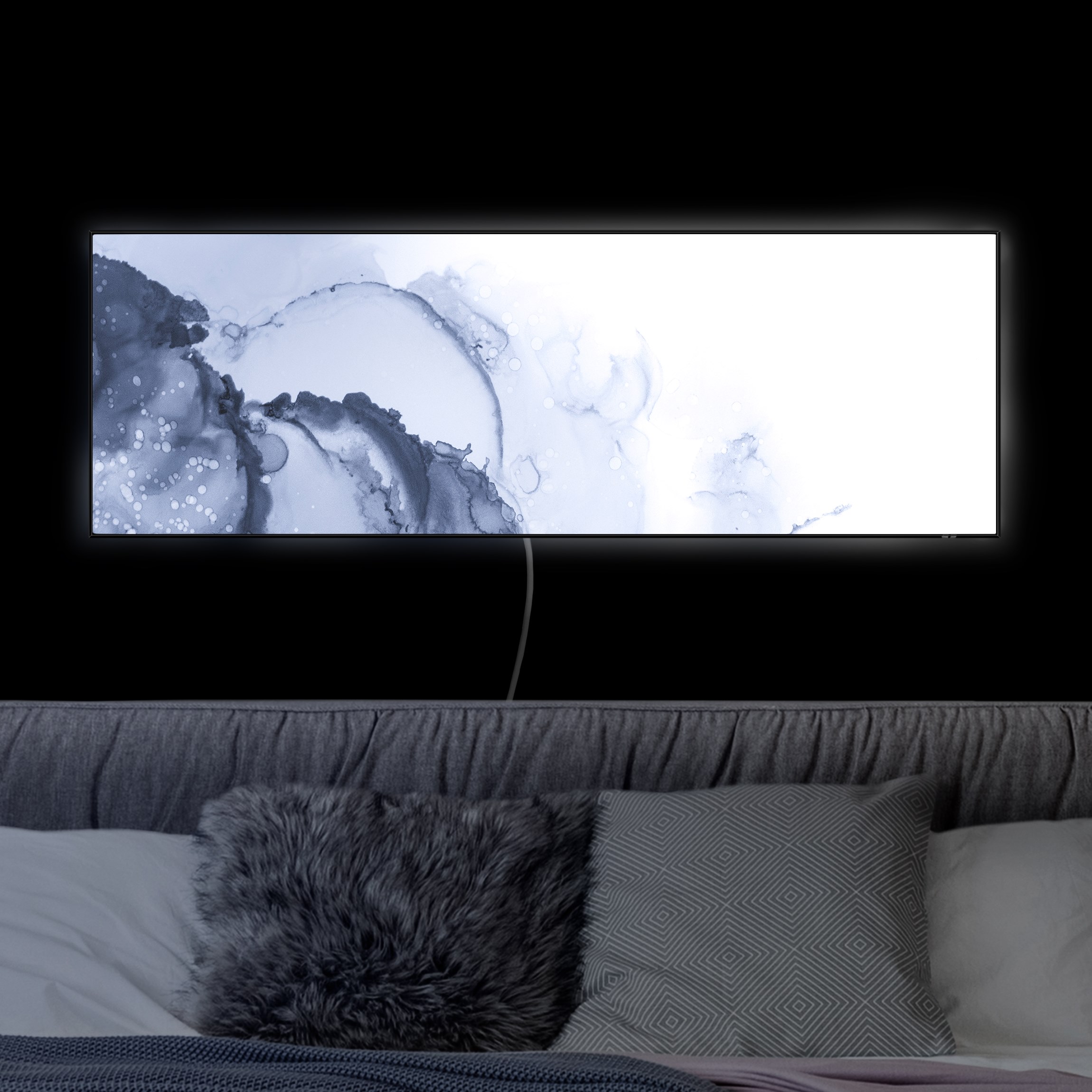 LED-Wechselbild Spiel der Farben Blaue Tusche