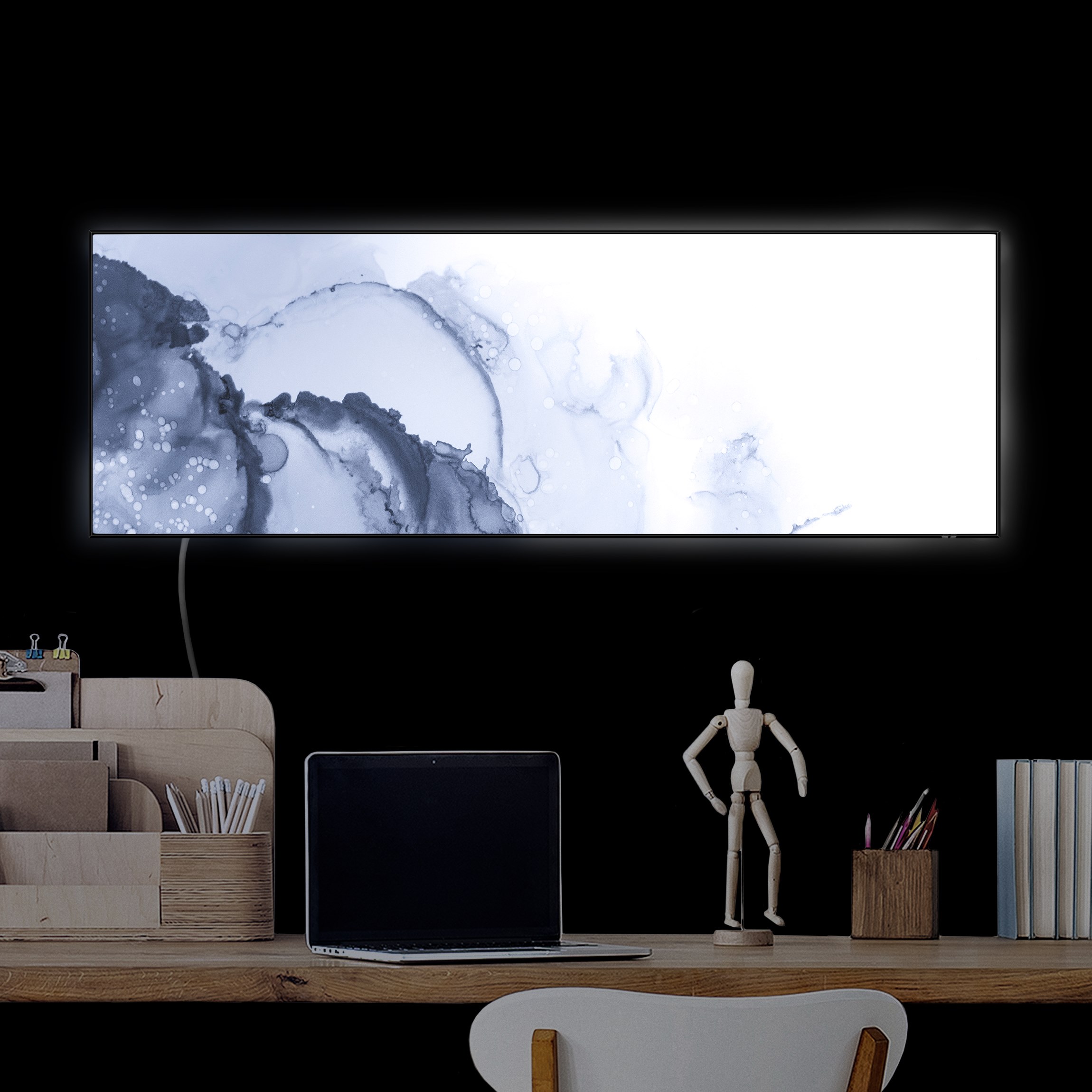 LED-Wechselbild Spiel der Farben Blaue Tusche