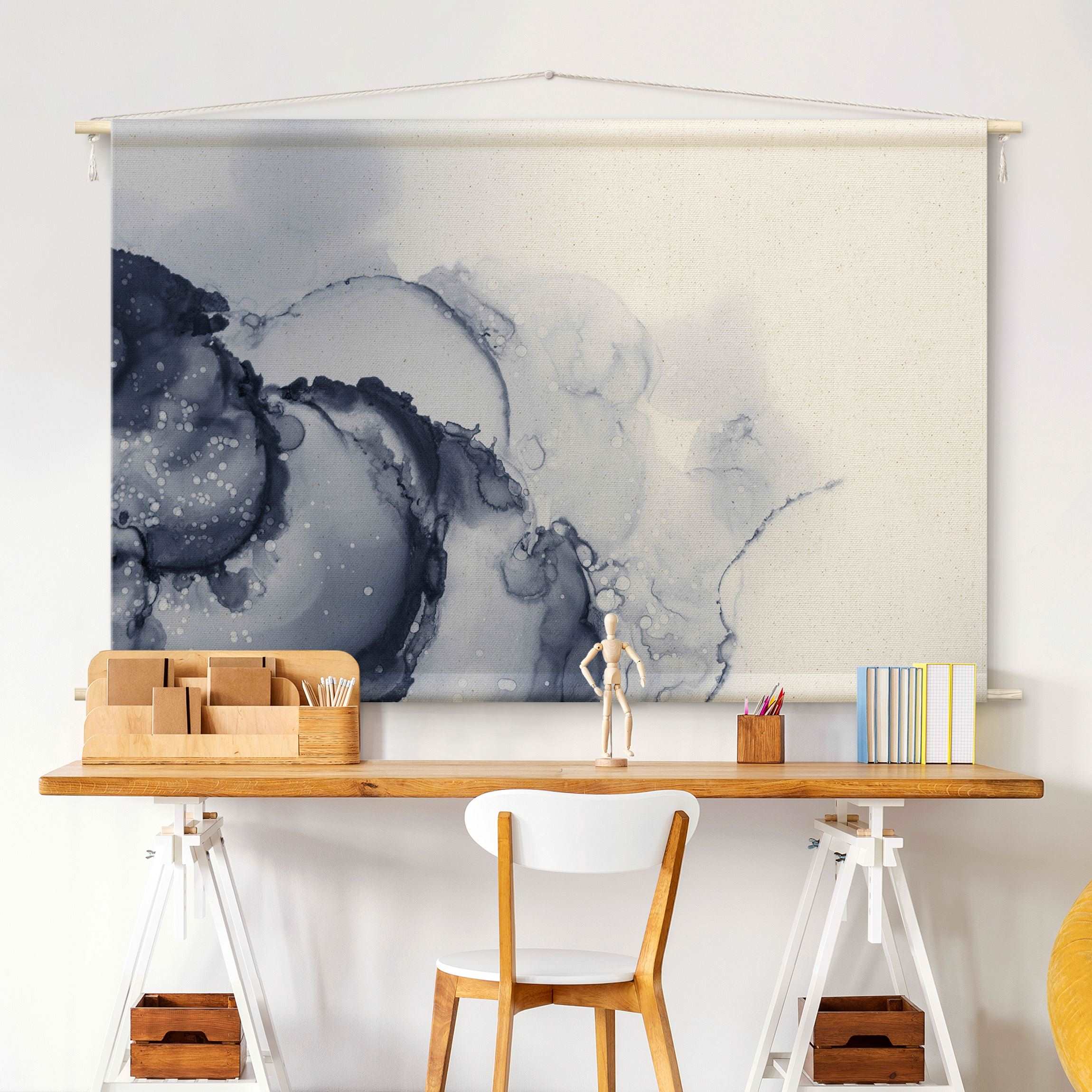 Wandteppich Spiel der Farben Blaue Tusche