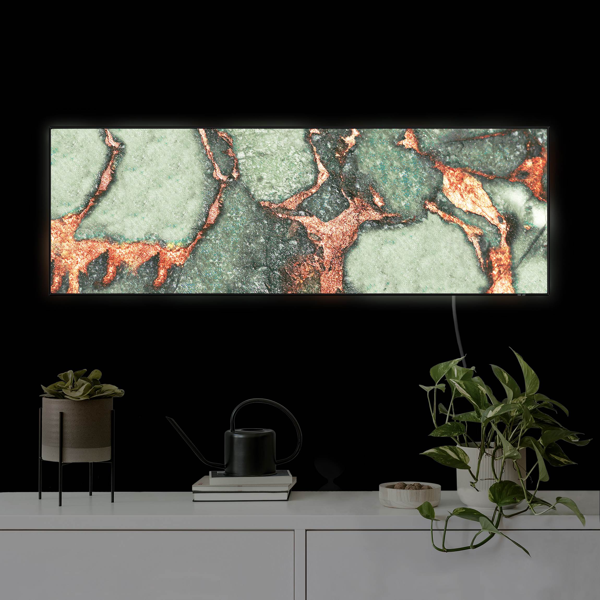 LED-Wechselbild Spiel der Farben Farngrün und Gold