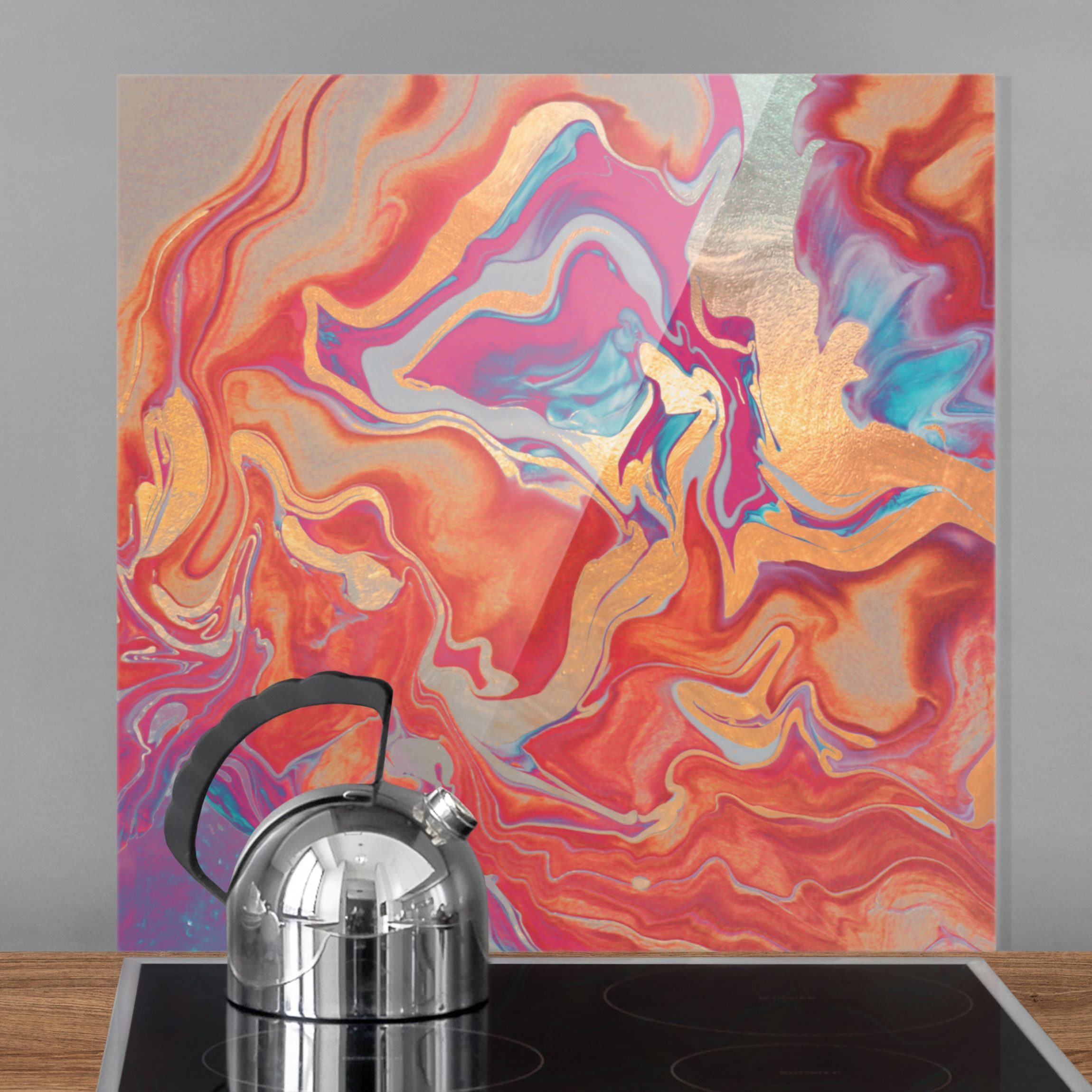 Spritzschutz Spiel der Farben Goldenes Feuer