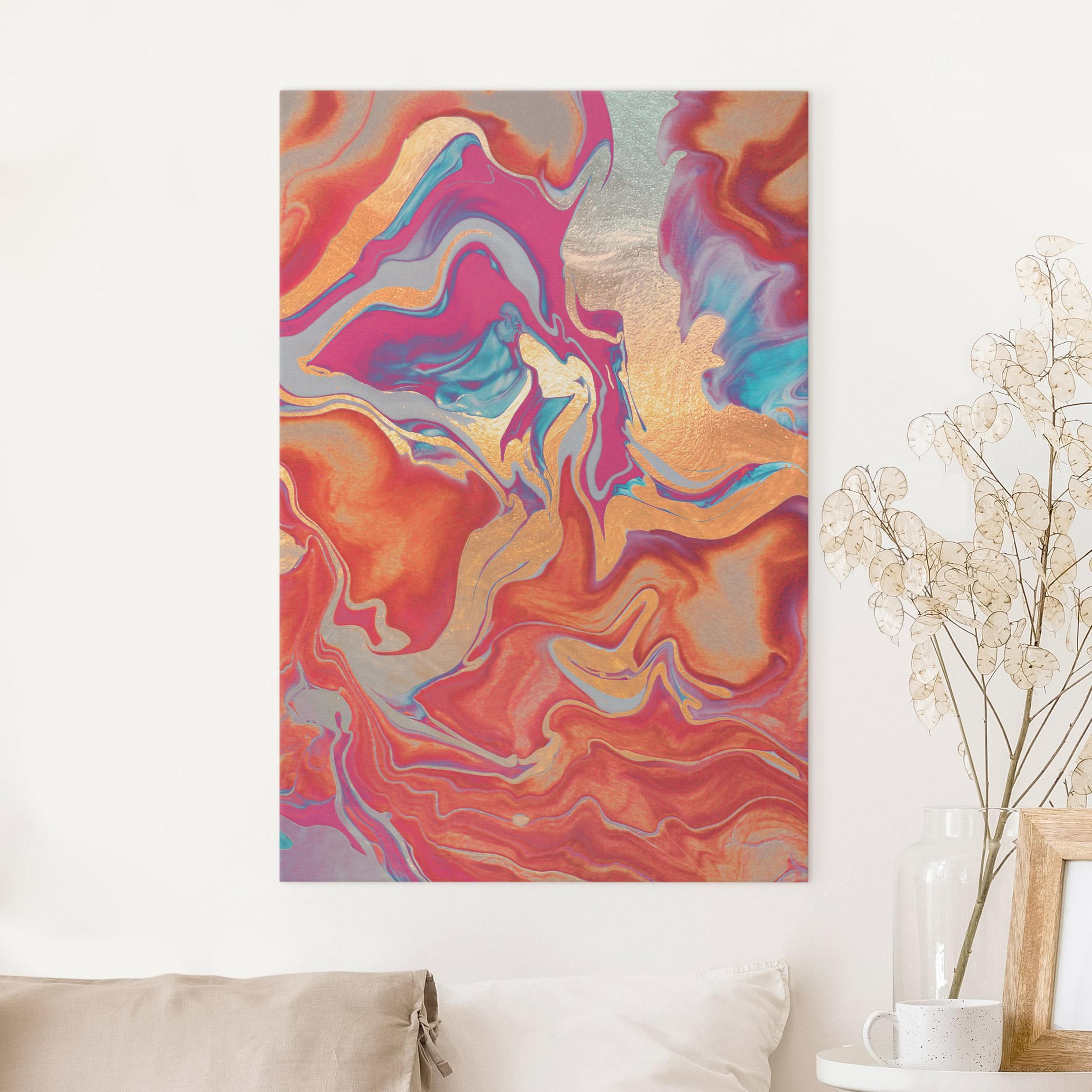 Leinwandbild Spiel der Farben Goldenes Feuer