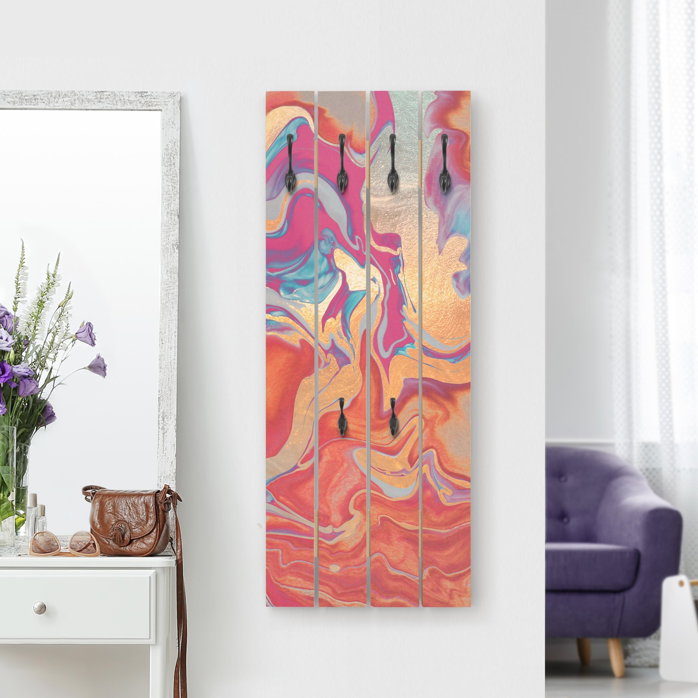 Wandgarderobe Spiel der Farben Goldenes Feuer