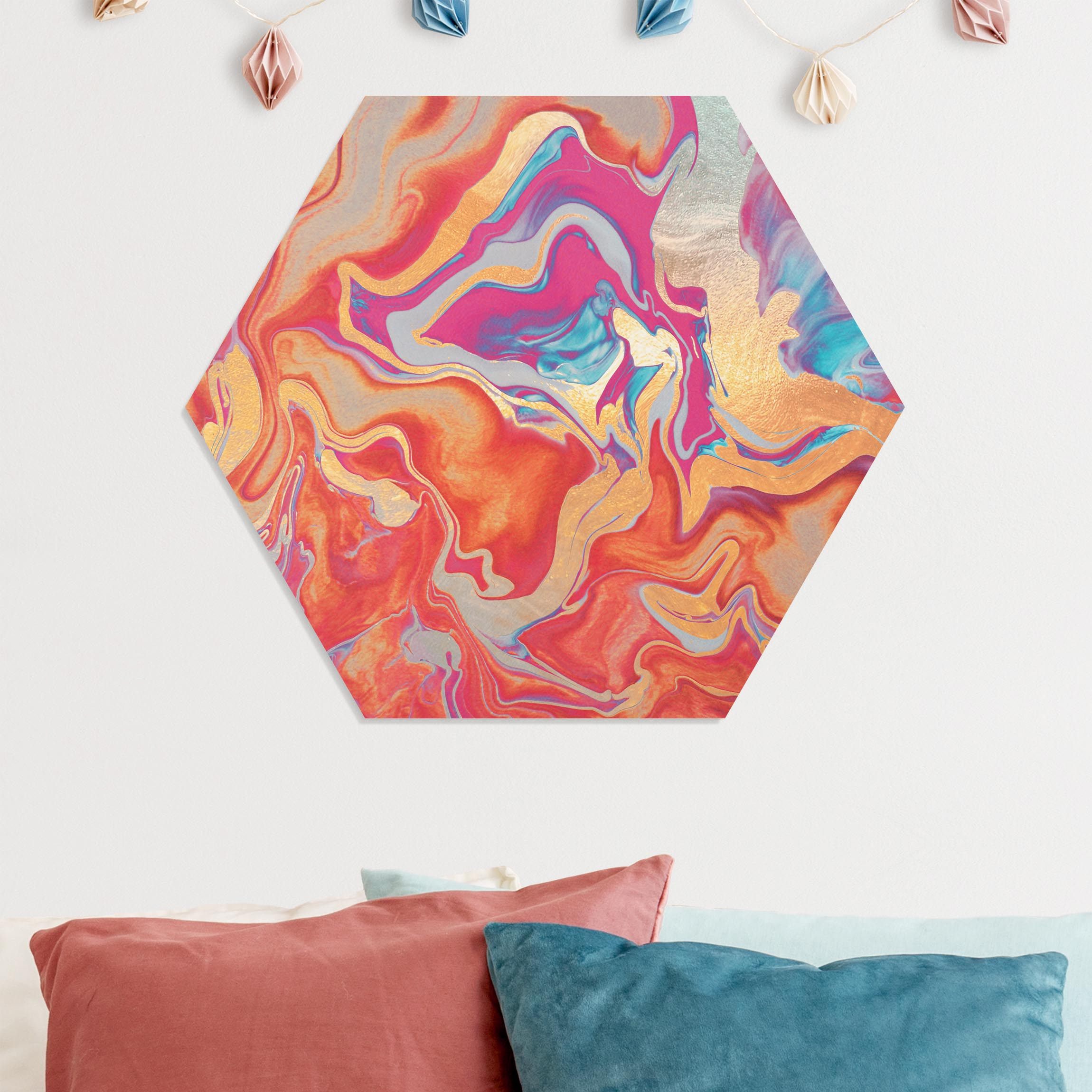 Hexagon-Forexbild Spiel der Farben Goldenes Feuer