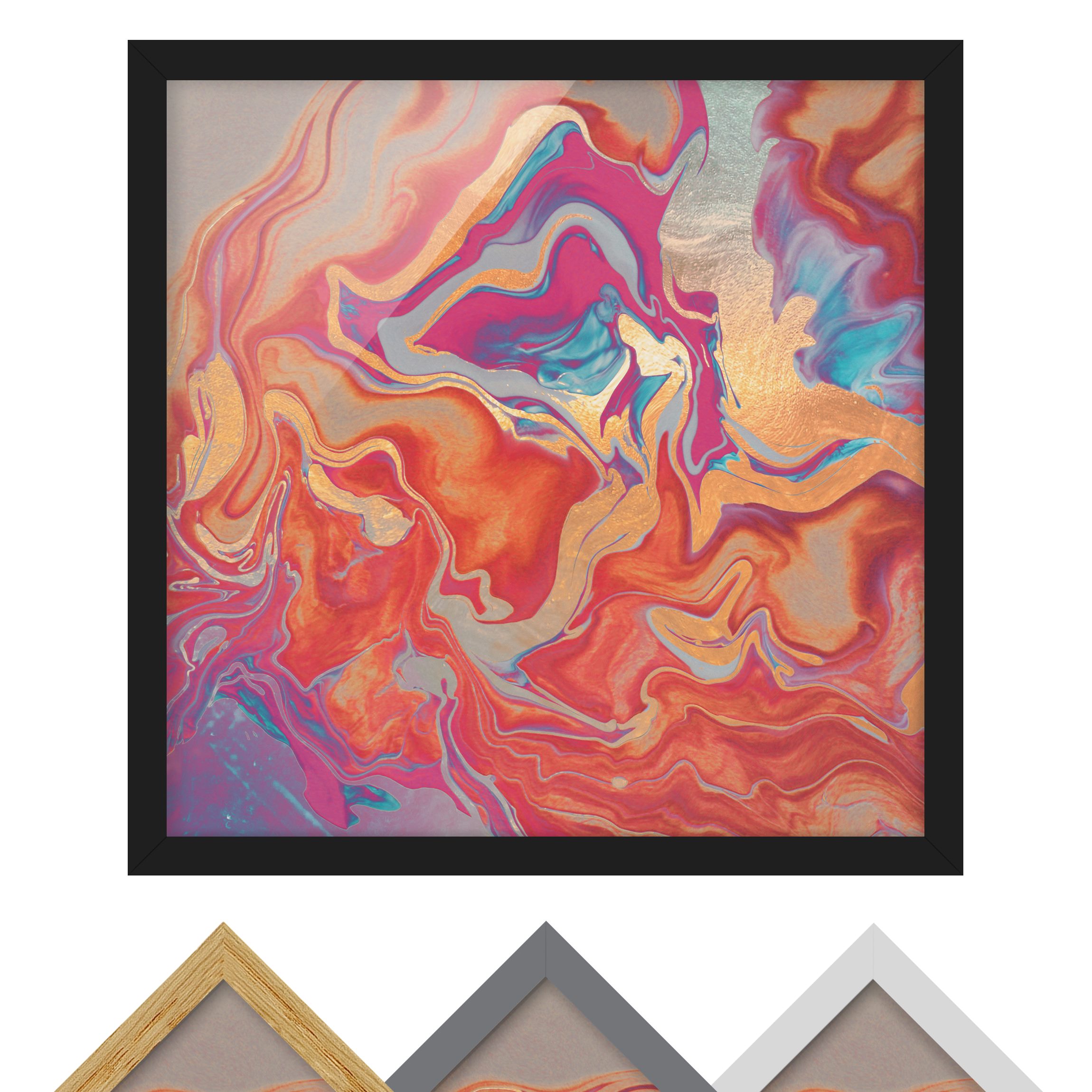 Bild mit Rahmen Spiel der Farben Goldenes Feuer