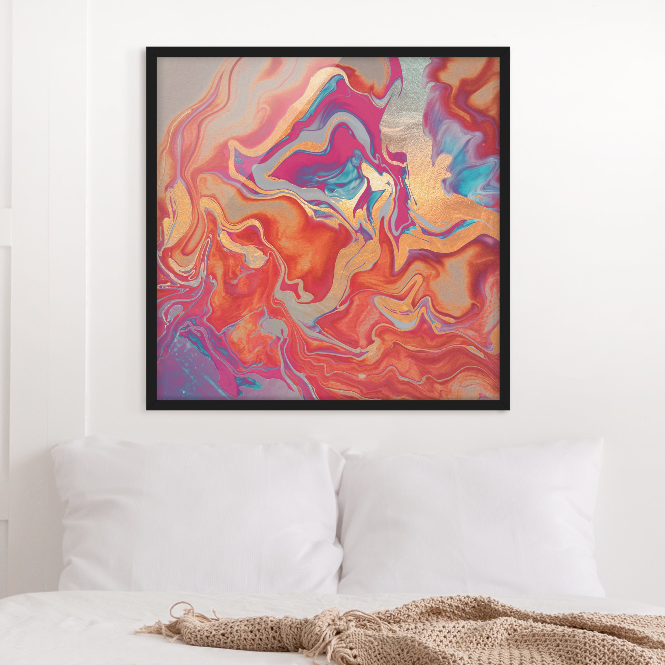 Bild mit Rahmen Spiel der Farben Goldenes Feuer