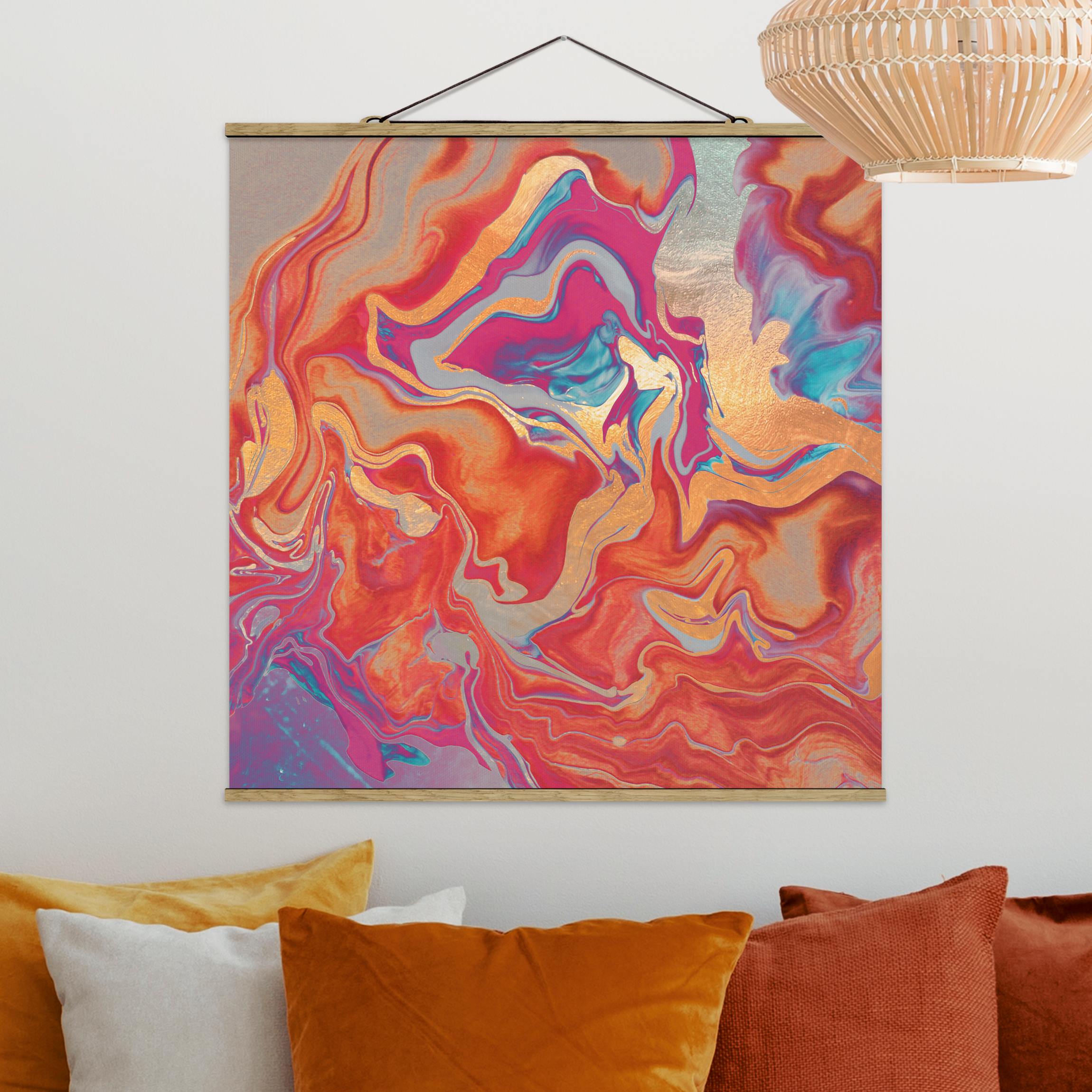 Stoffbild Spiel der Farben Goldenes Feuer