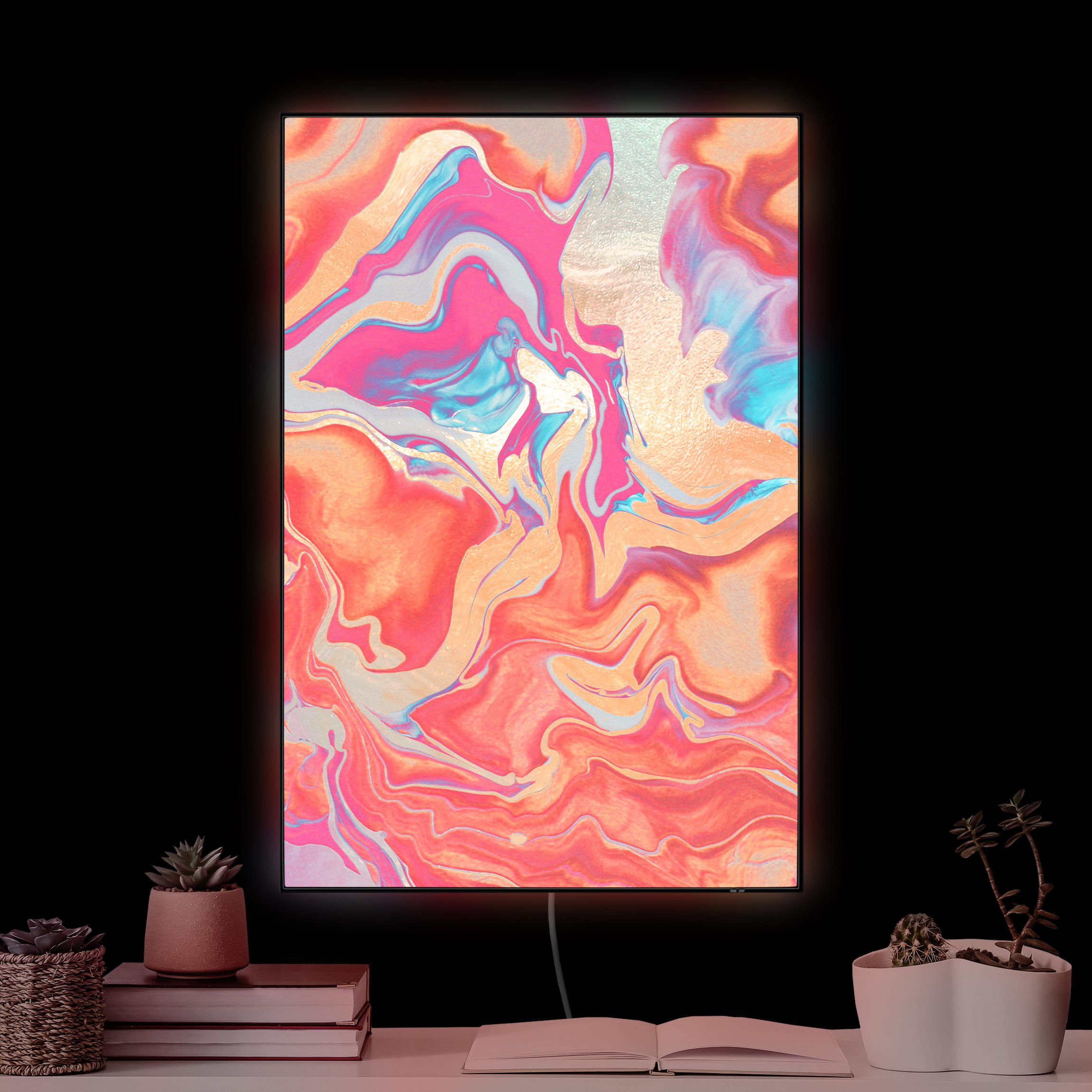 LED-Wechselbild Spiel der Farben Goldenes Feuer