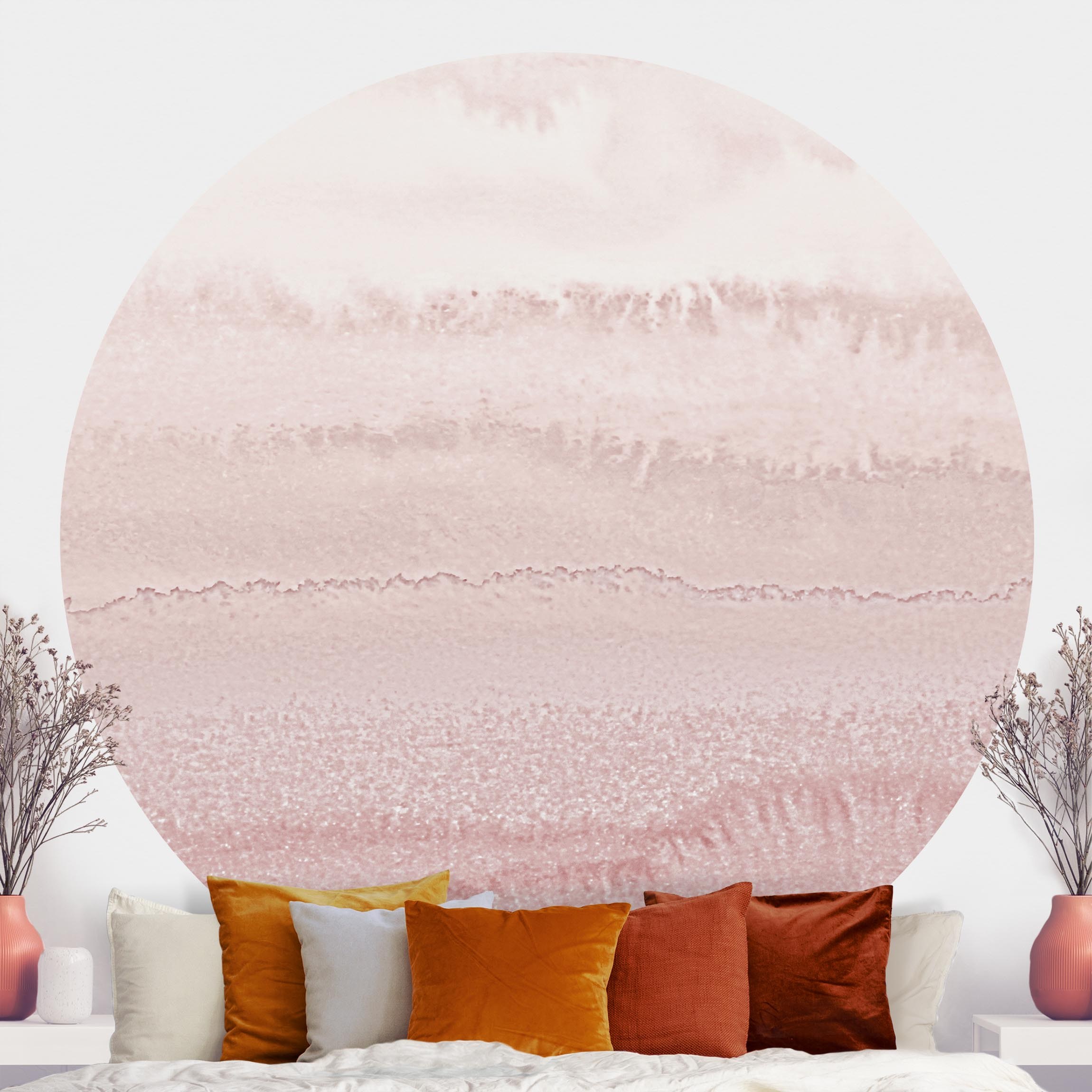 Runde Mustertapete Spiel der Farben in Rosa