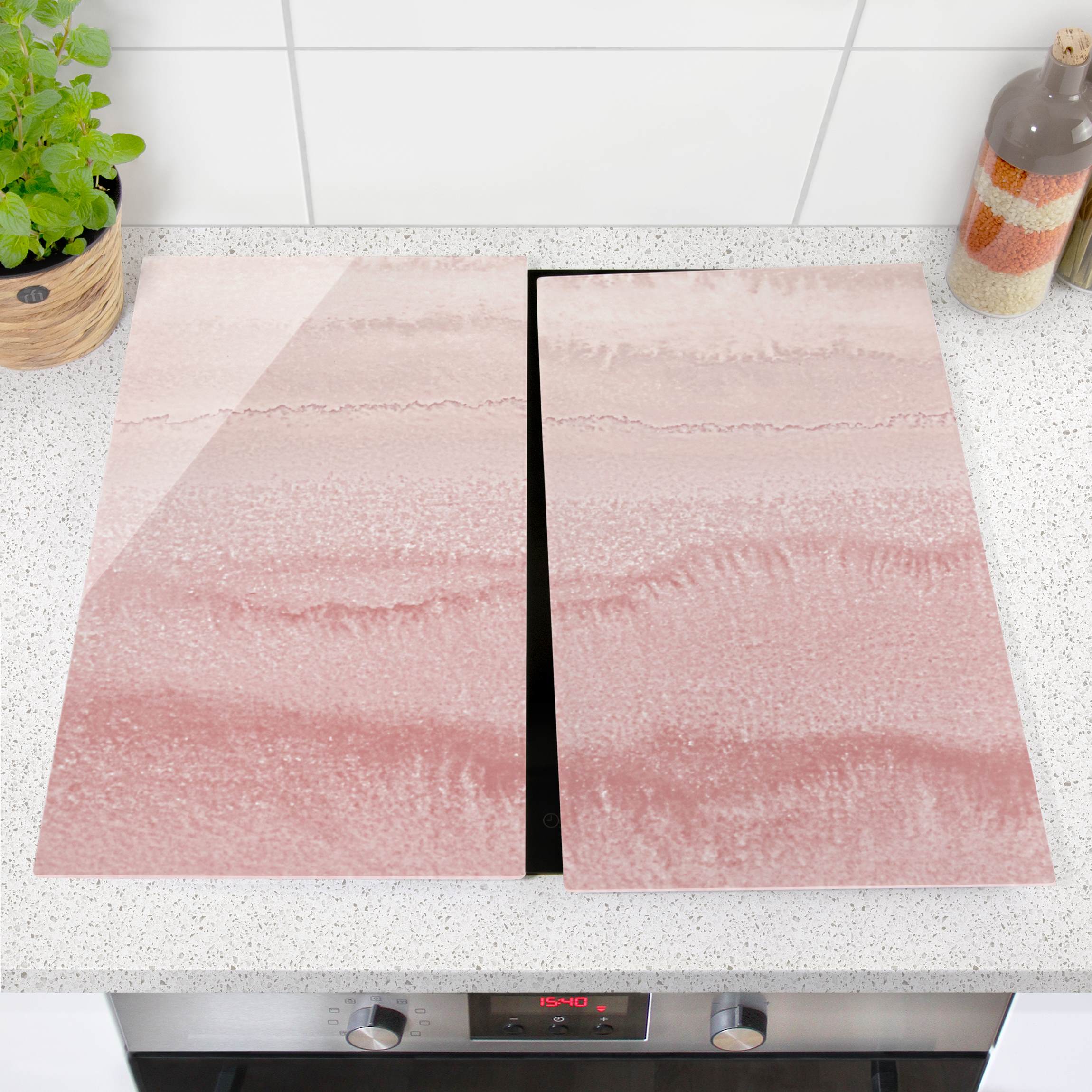 Herdabdeckplatte Spiel der Farben in Rosa