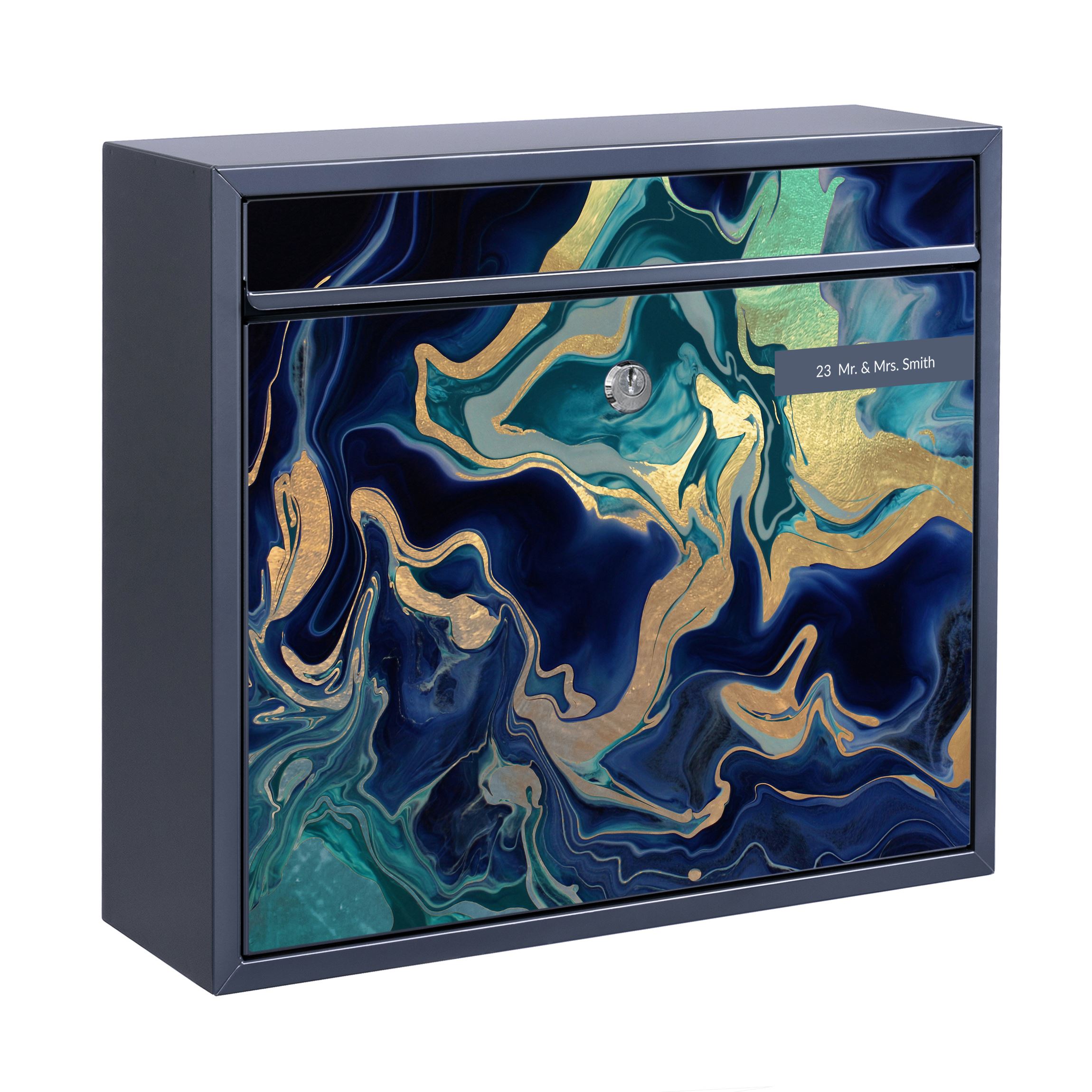 Briefkasten mit eigenem Text Spiel der Farben Indigo Feuer