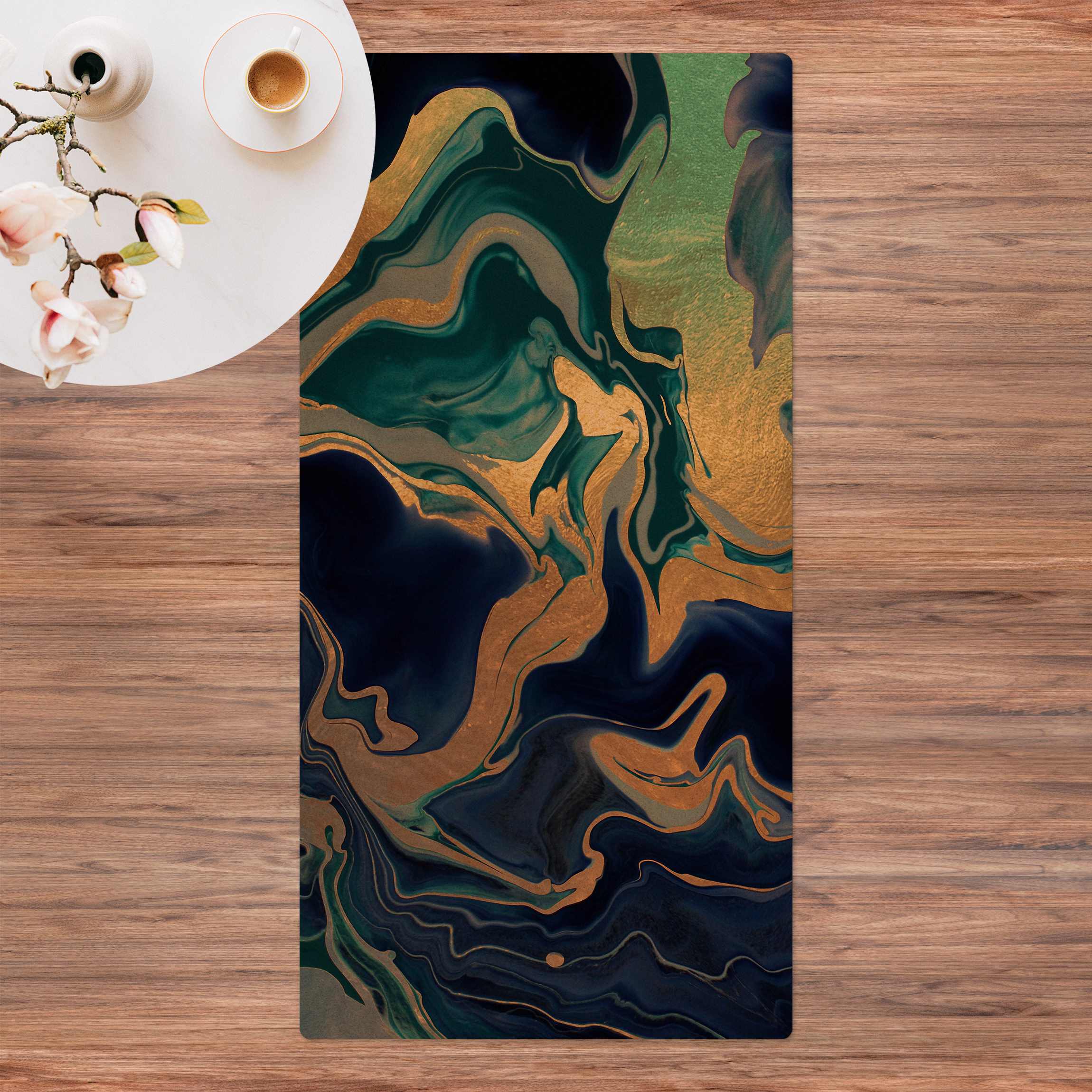 Kork-Teppich Spiel der Farben Indigo Feuer