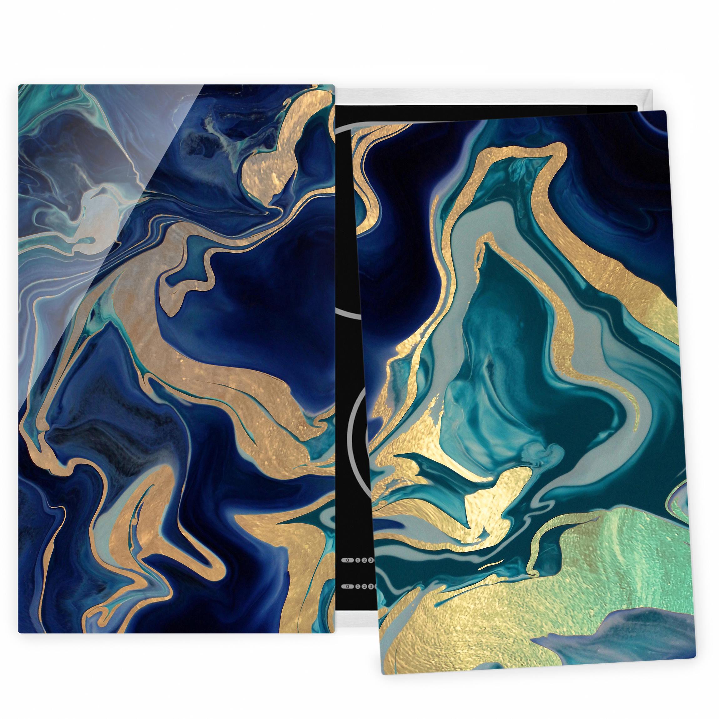 Herdabdeckplatte Spiel der Farben Indigo Feuer