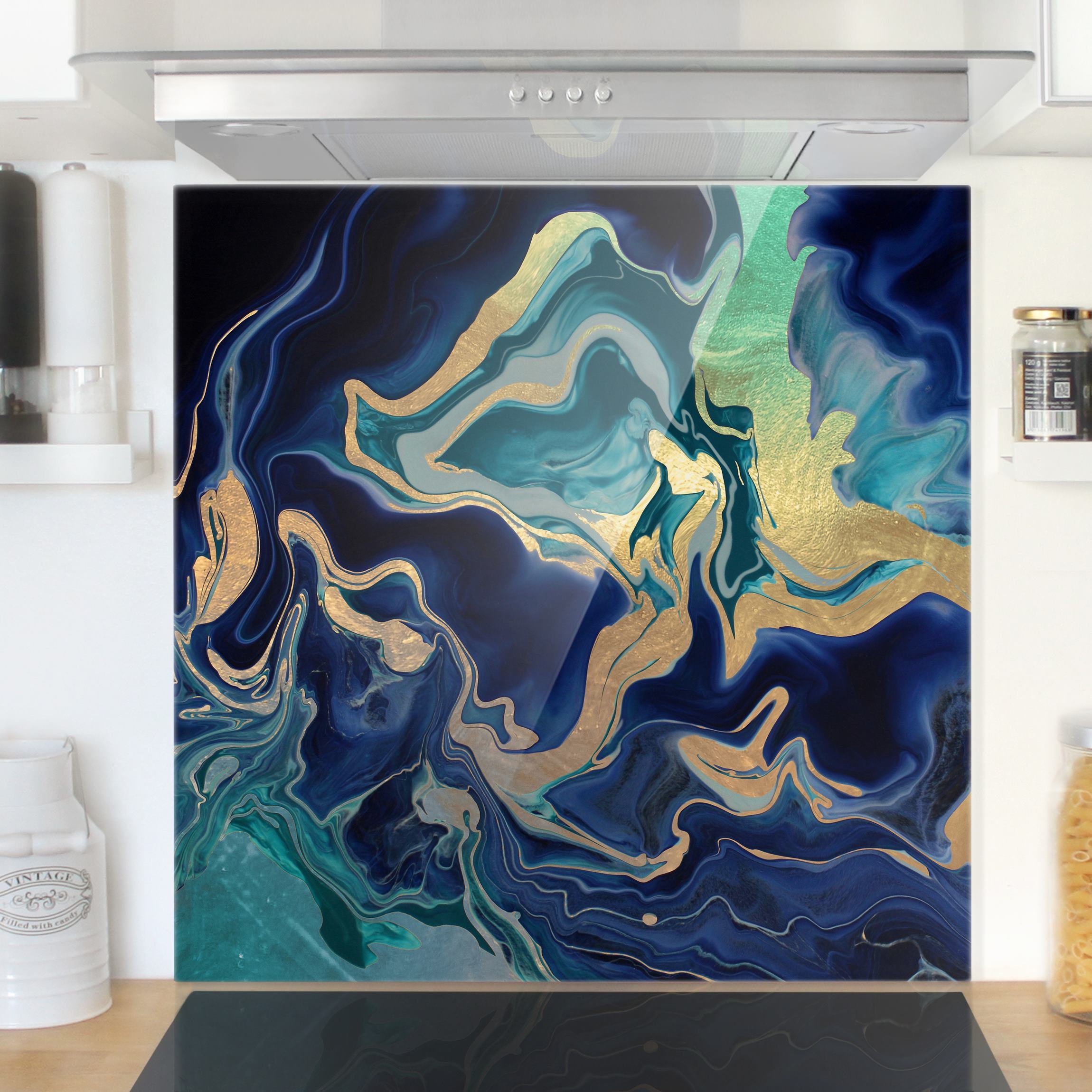 Spritzschutz Spiel der Farben Indigo Feuer