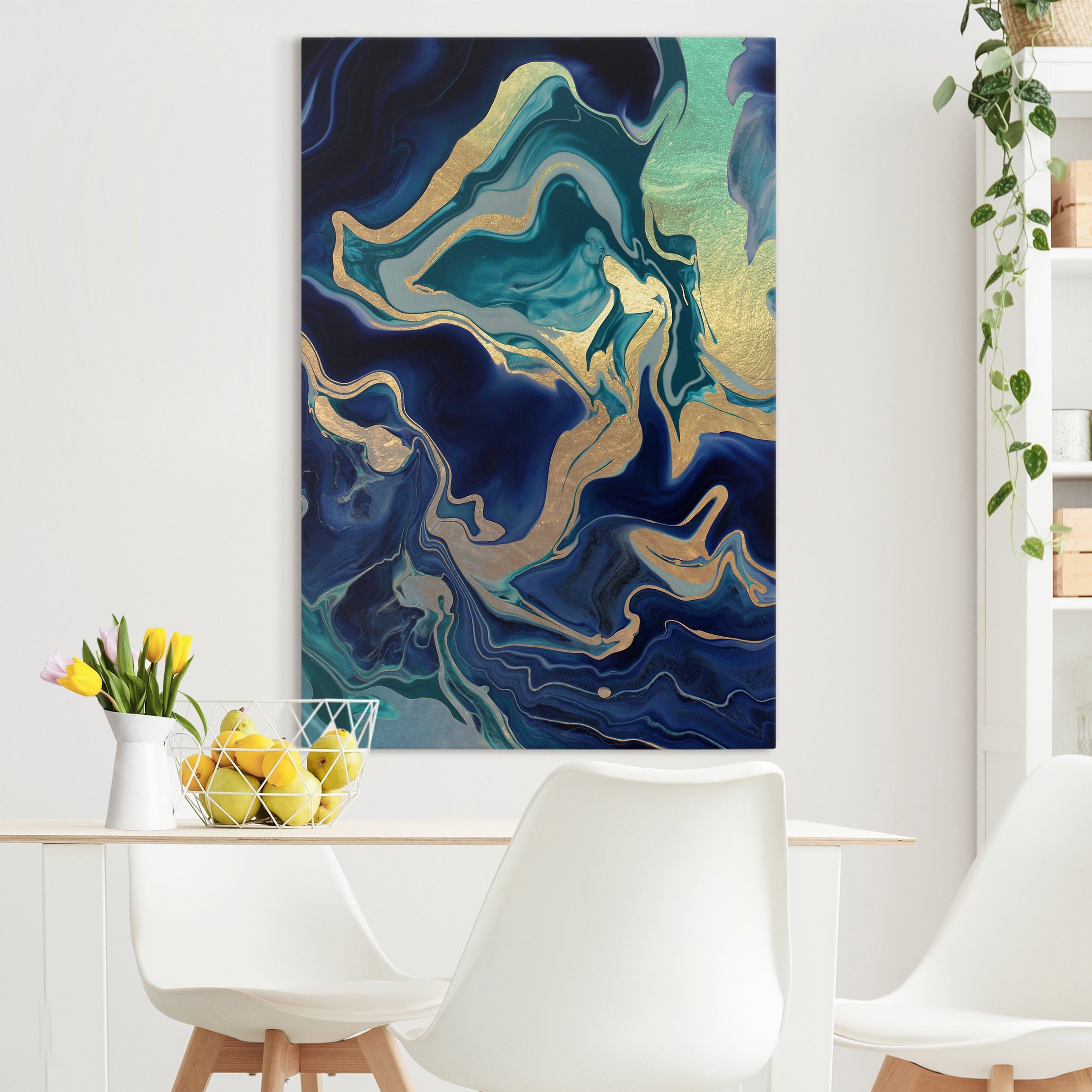 Leinwandbild Spiel der Farben Indigo Feuer