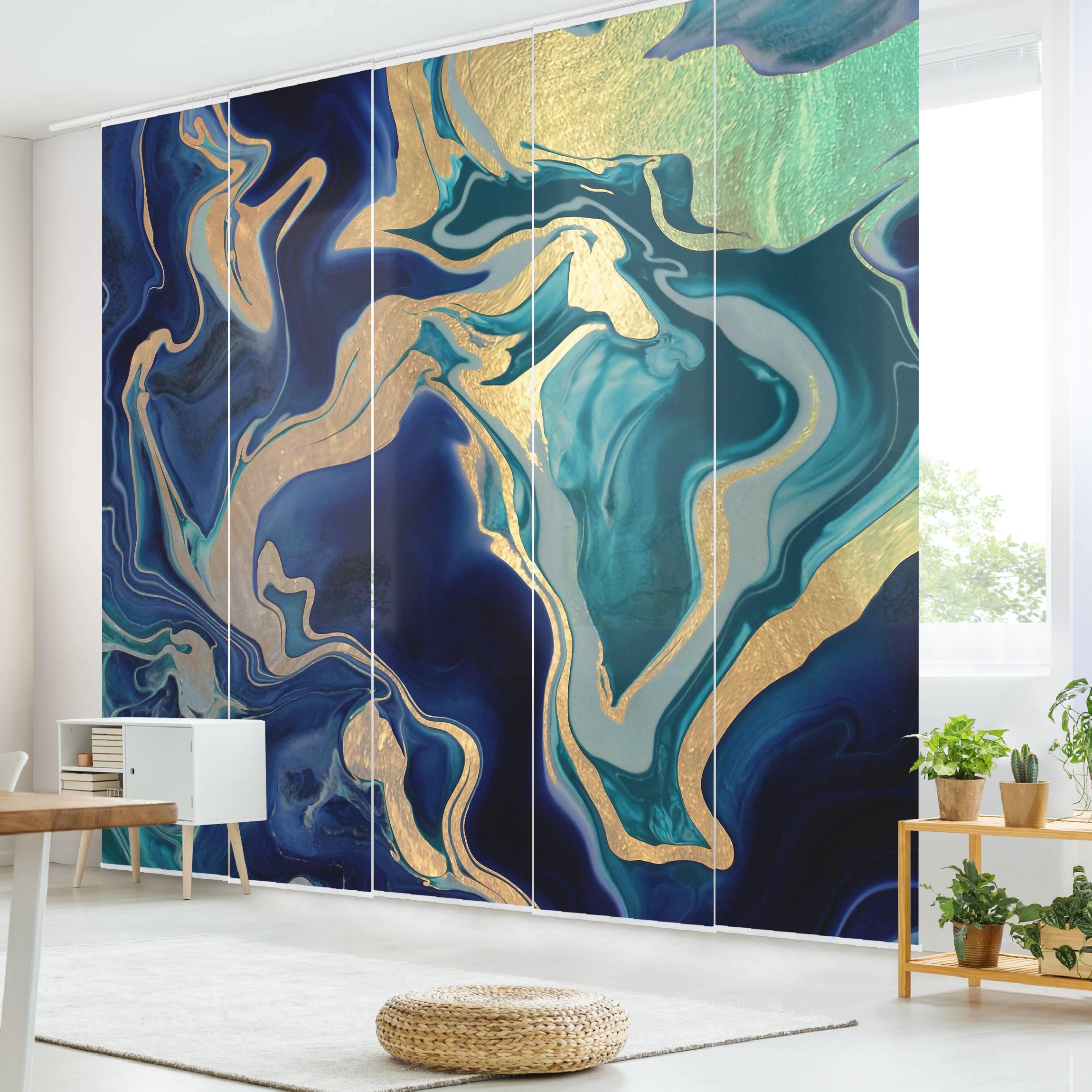 Schiebegardine Spiel der Farben Indigo Feuer