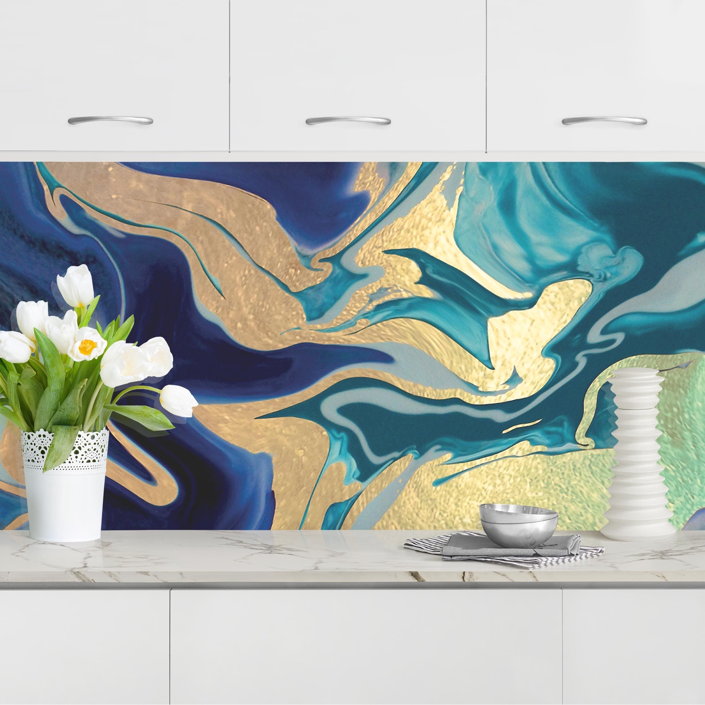 Küchenrückwand Spiel der Farben Indigo Feuer