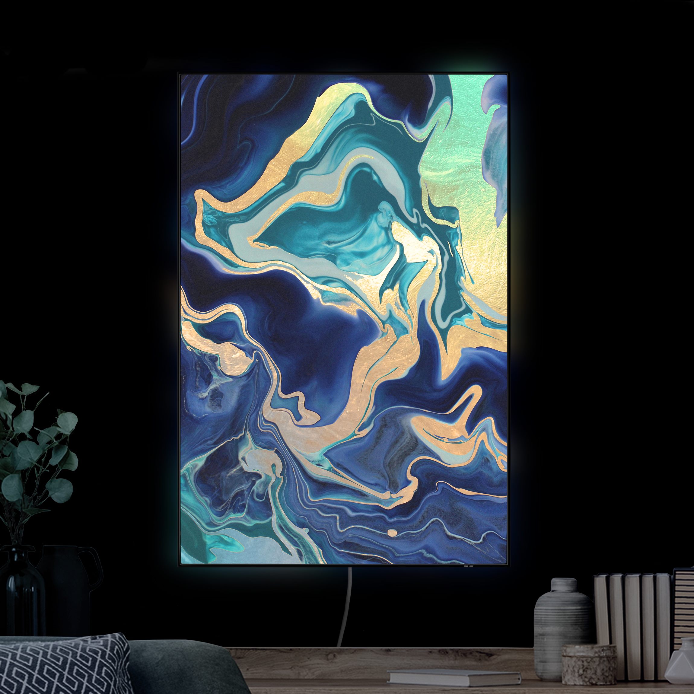 LED-Wechselbild Spiel der Farben Indigo Feuer