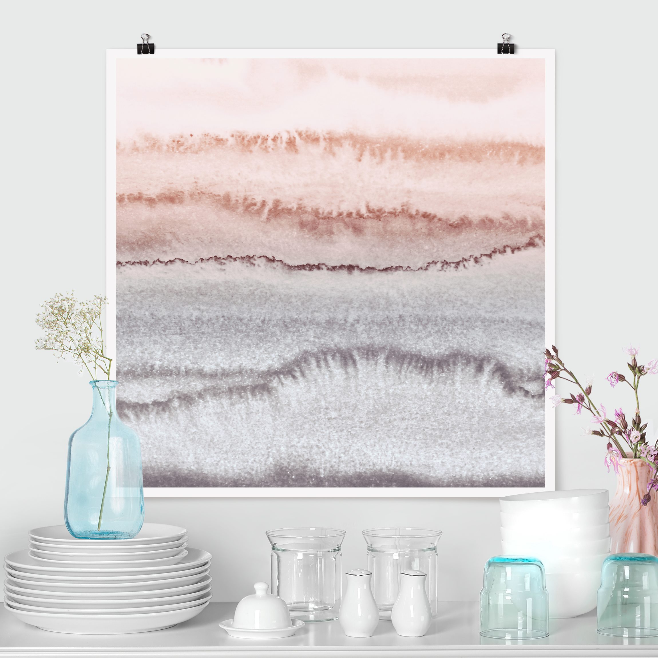 Poster Spiel der Farben Meeresrauschen im Nebel