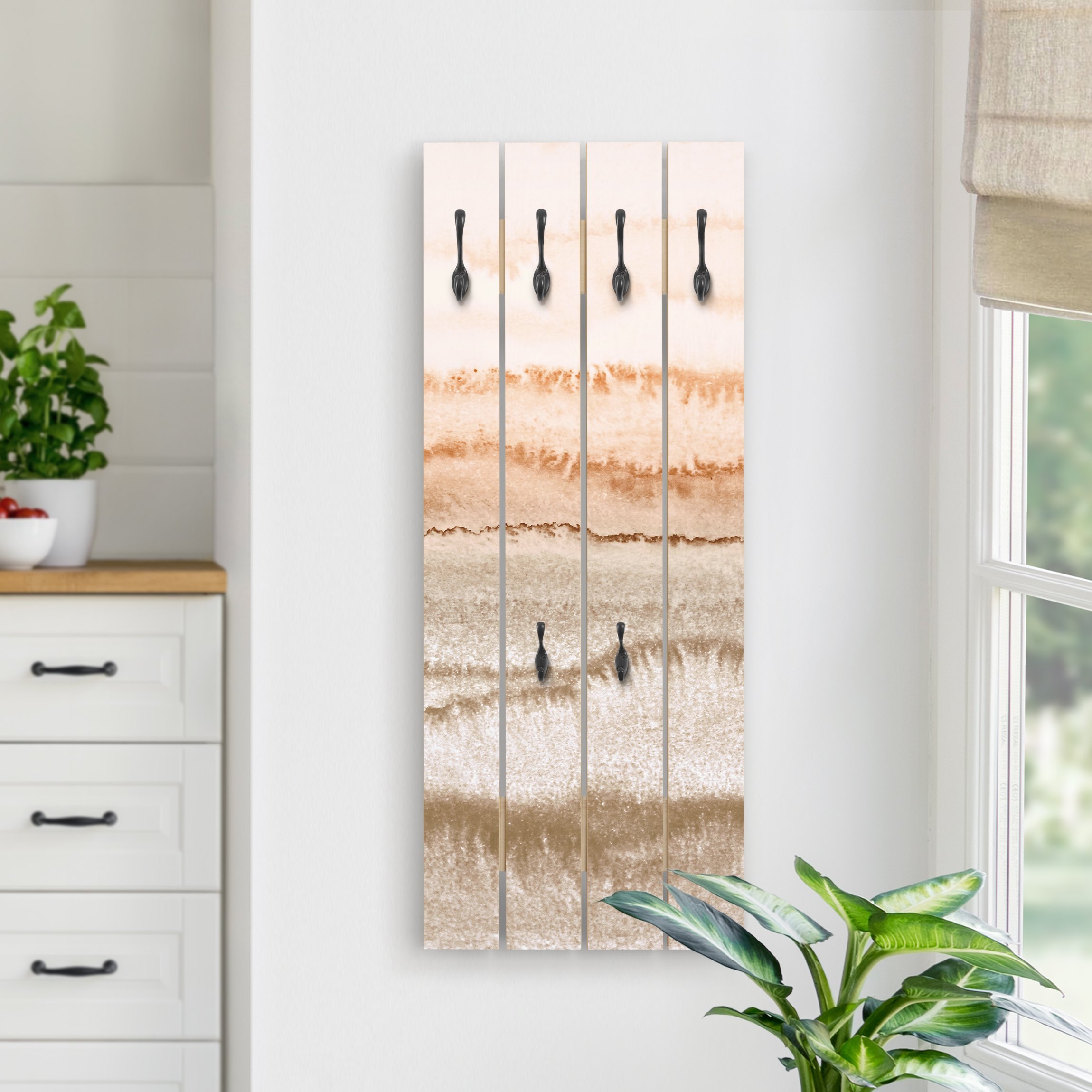 Wandgarderobe Spiel der Farben Meeresrauschen in Sepia