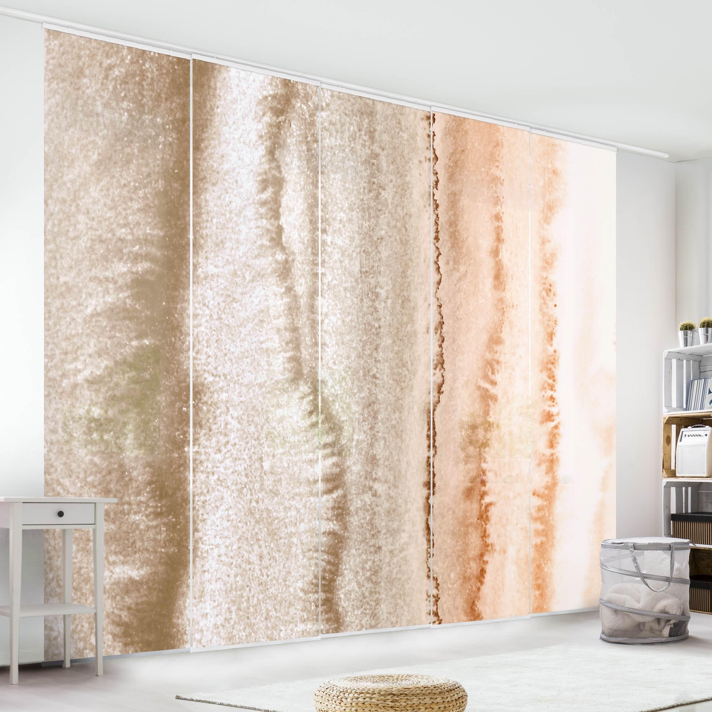 Schiebegardine Spiel der Farben Meeresrauschen in Sepia