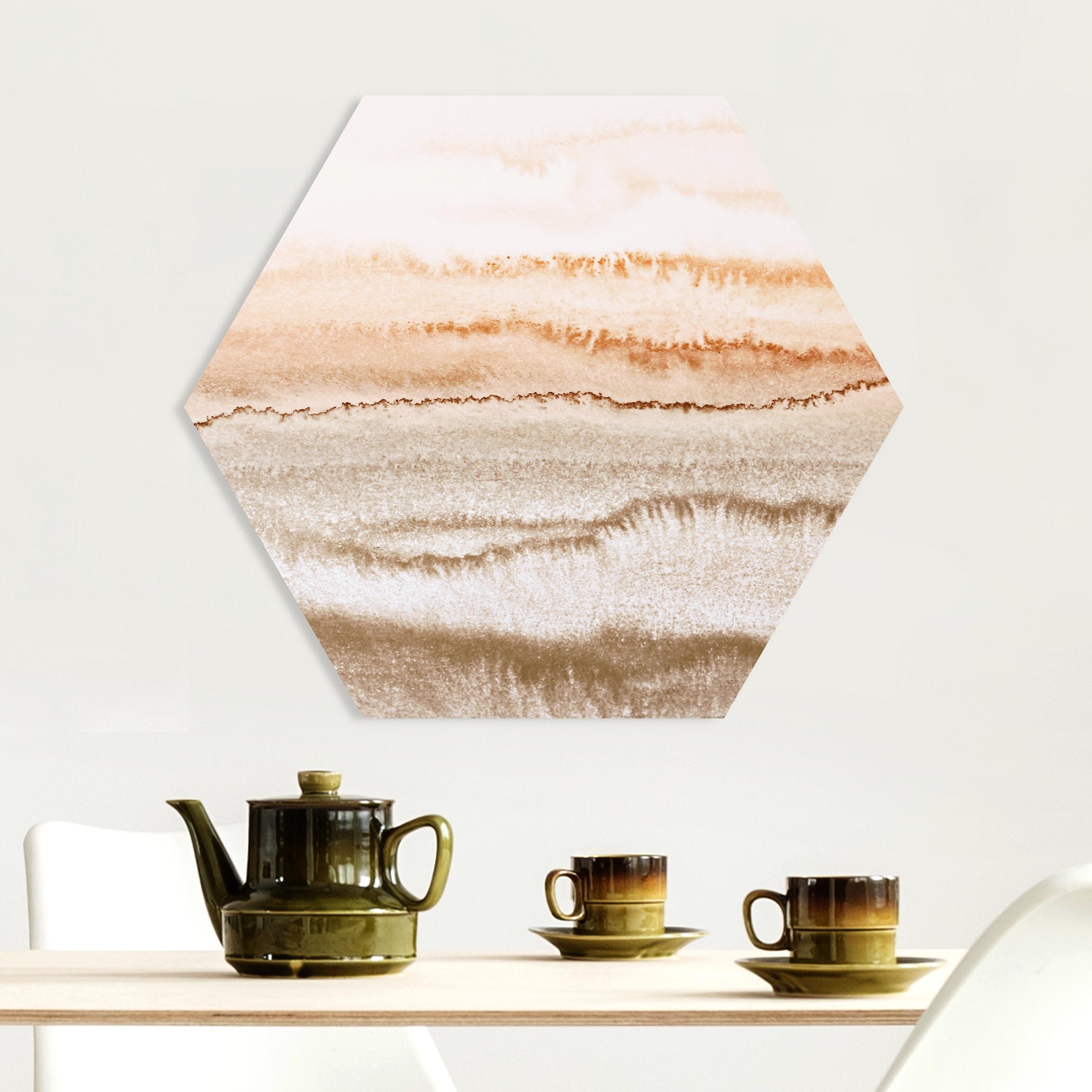 Hexagon-Forexbild Spiel der Farben Meeresrauschen in Sepia