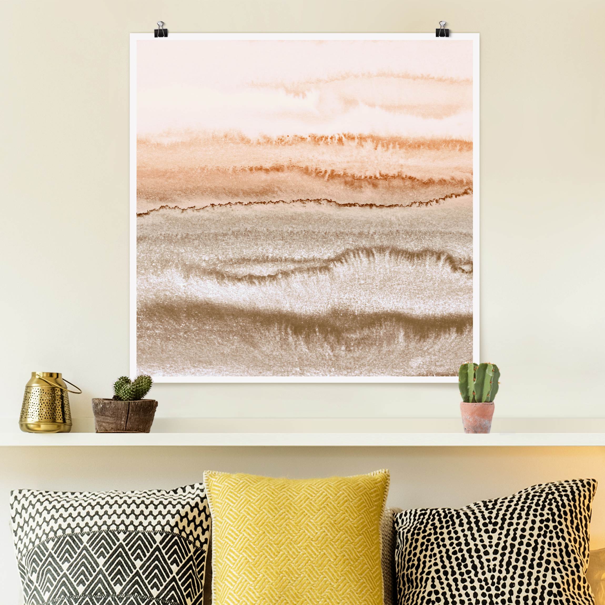 Poster Spiel der Farben Meeresrauschen in Sepia