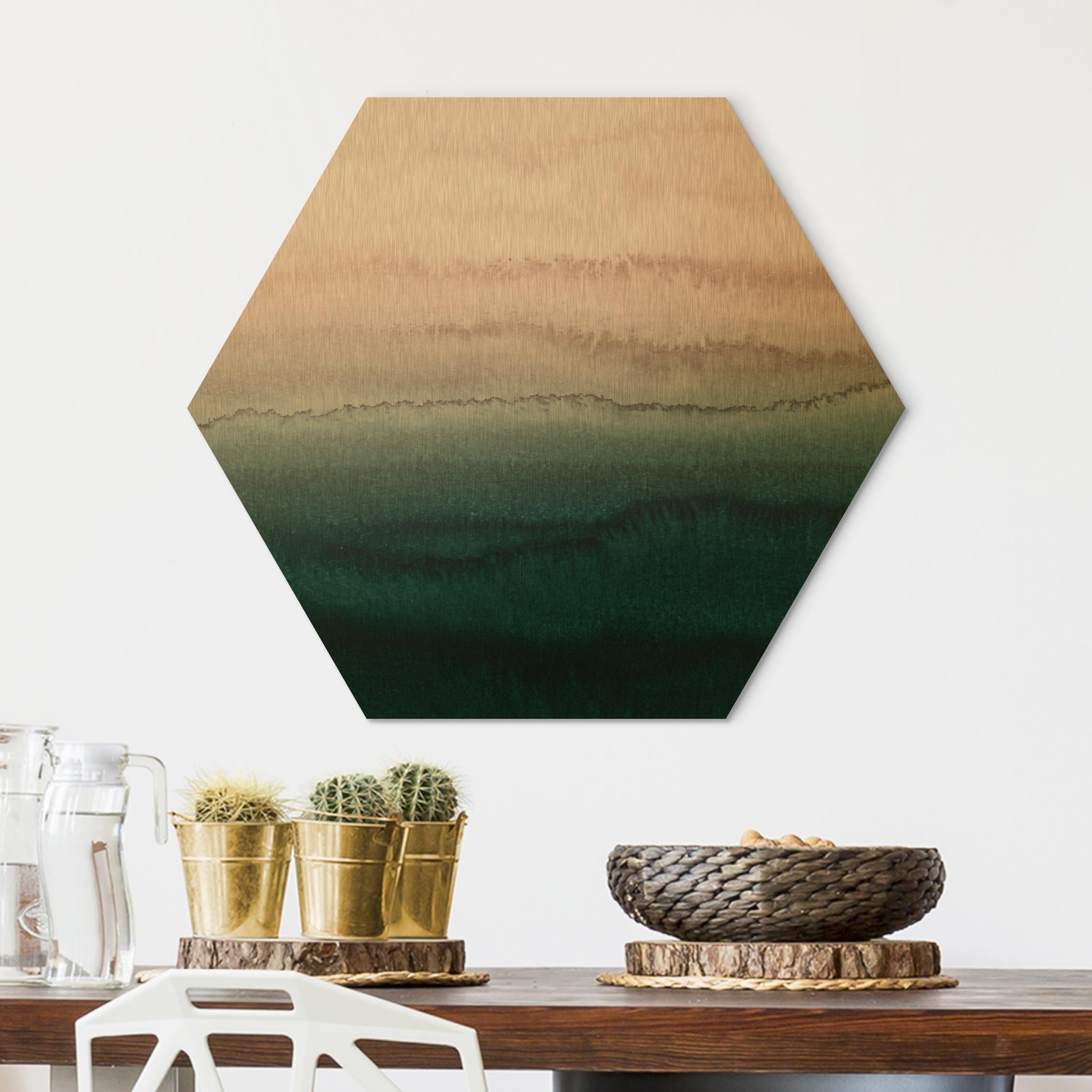 Hexagon-Alu-Dibond Bild Spiel der Farben Meeresrauschen