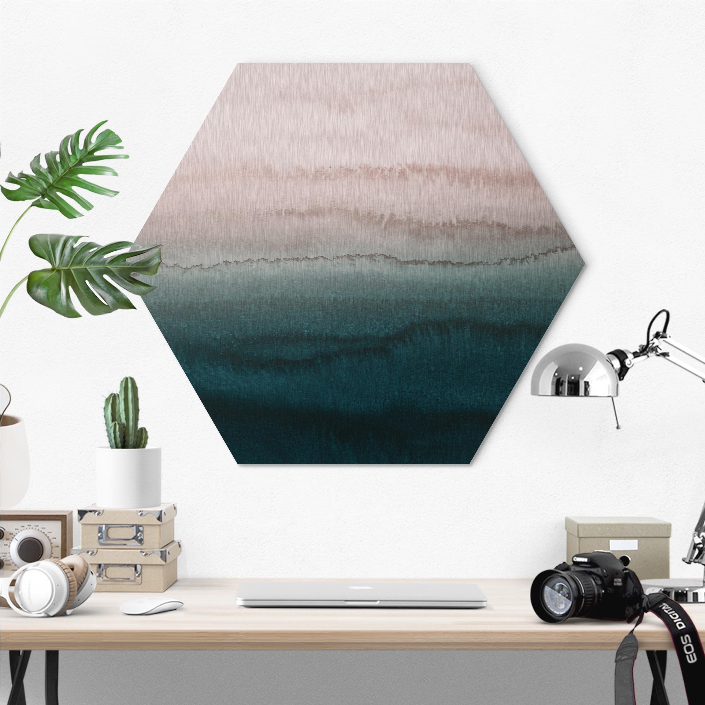 Hexagon-Alu-Dibond Bild Spiel der Farben Meeresrauschen