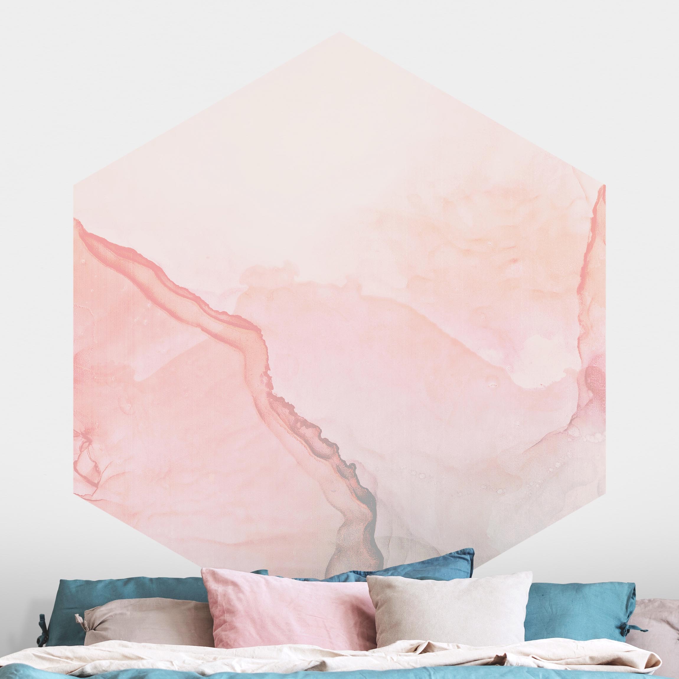 Hexagon Mustertapete Spiel der Farben Pastell Zuckerwatte