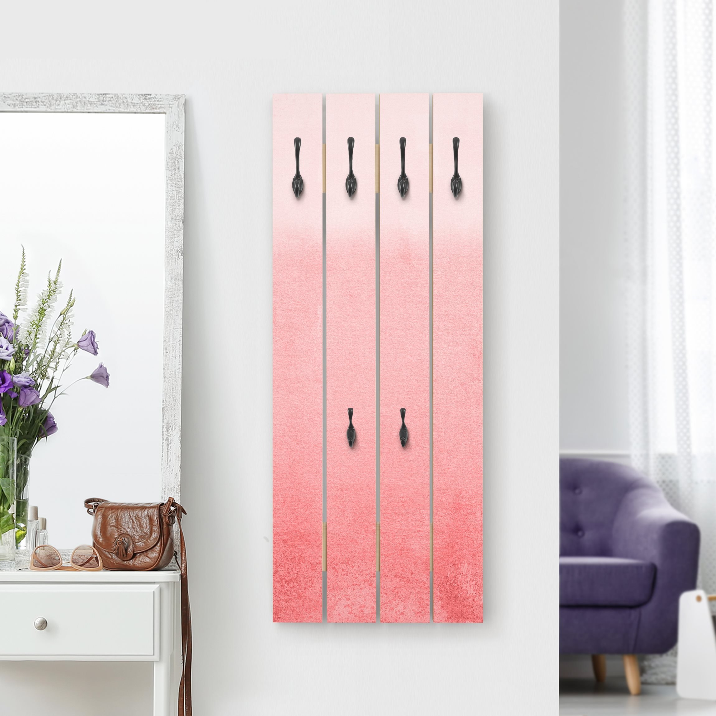 Wandgarderobe Spiel der Farben Verblassende Koralle