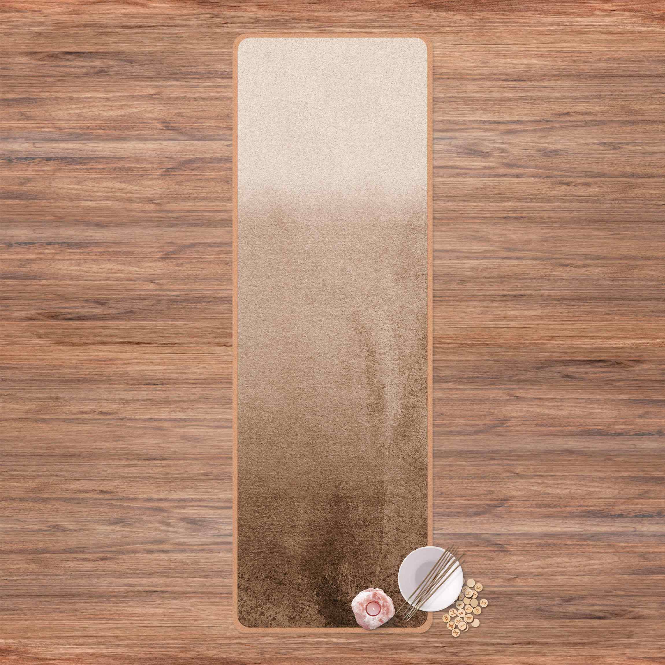 Yogamatte Kork Spiel der Farben Verblassendes Sepia