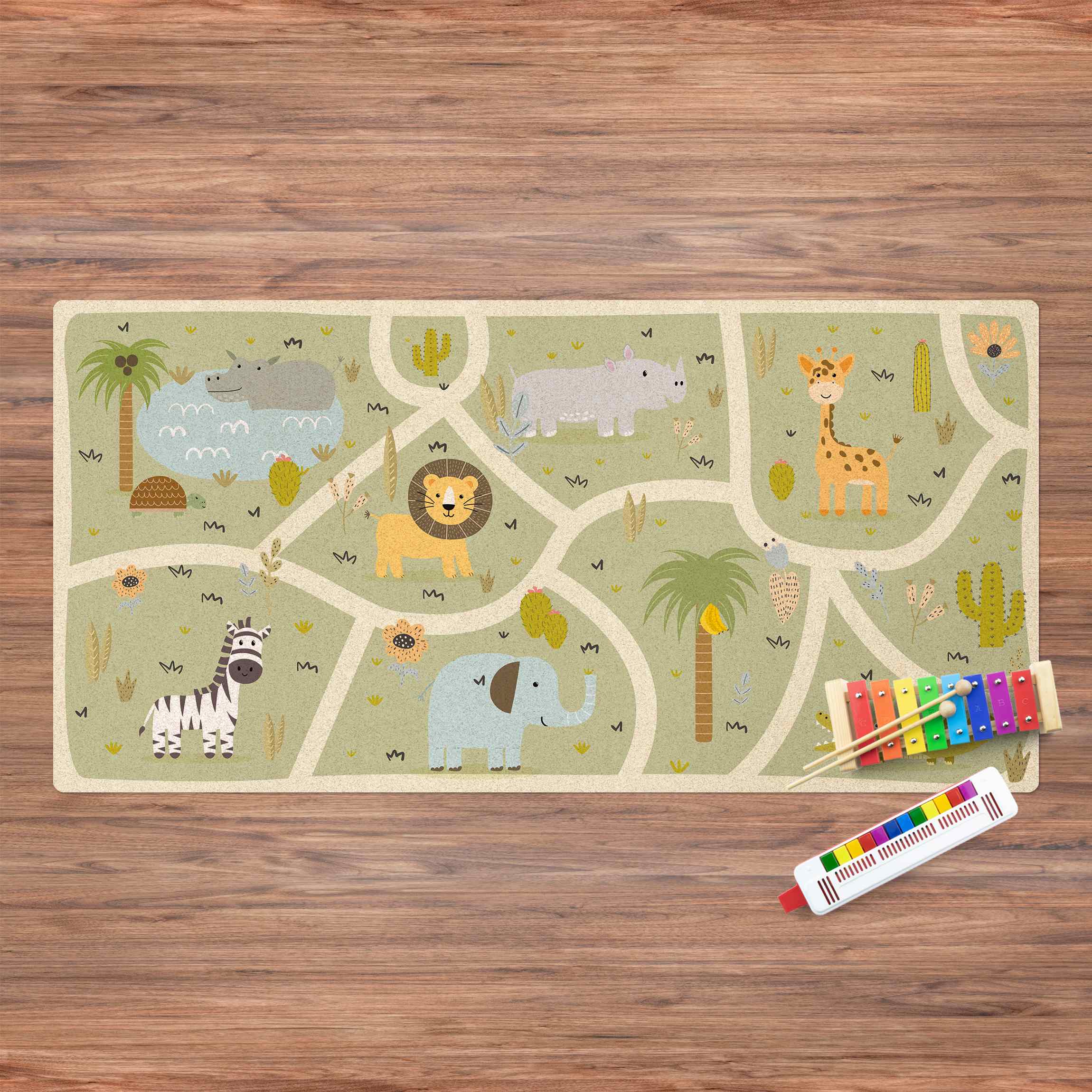 Kork-Spielteppich Safari - Die große Vielfalt der Tiere