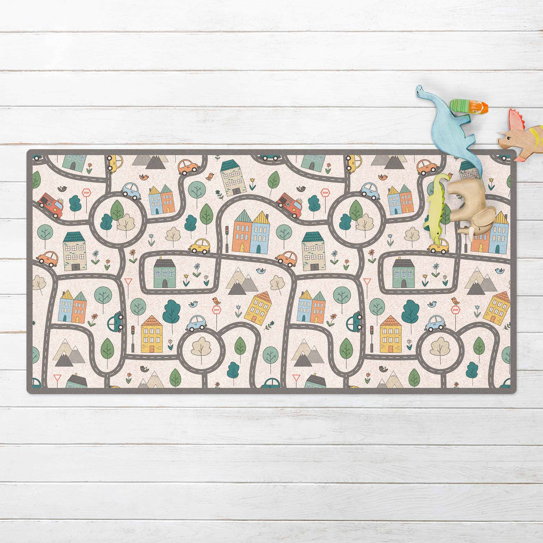 Kork-Spielteppich Verkehrsstadt - Mit dem Auto unterwegs