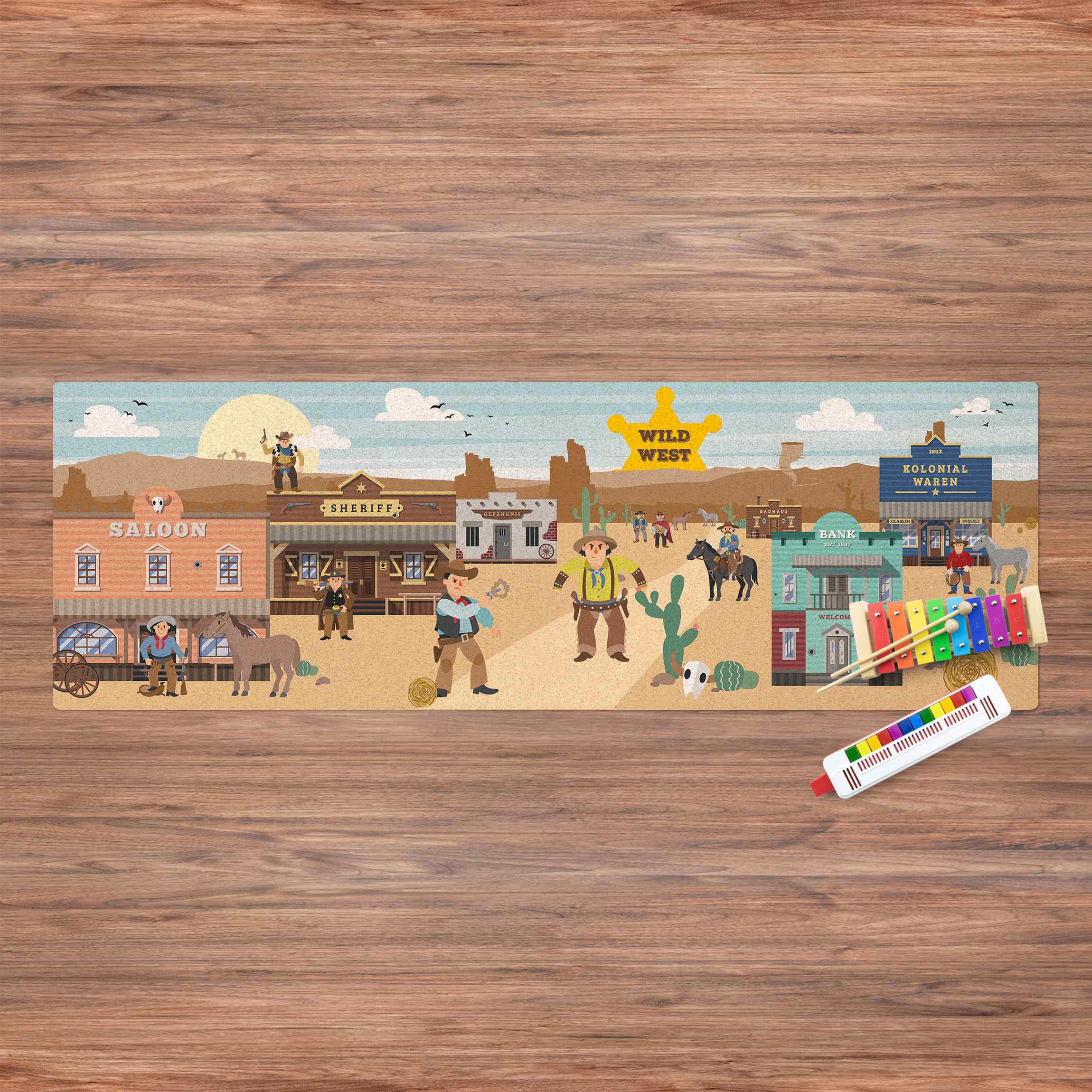 Kork-Spielteppich Wilder Westen - Vor dem Saloon