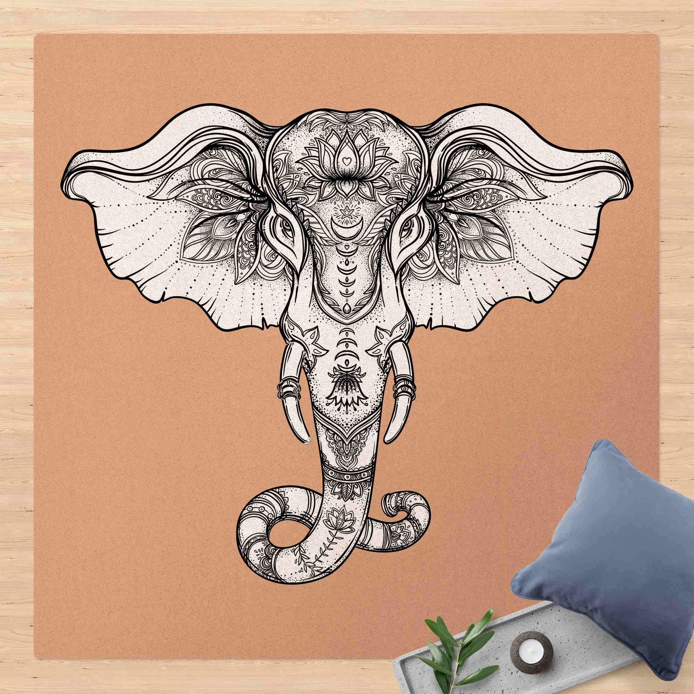 Kork-Teppich Spiritueller Indischer Elefant