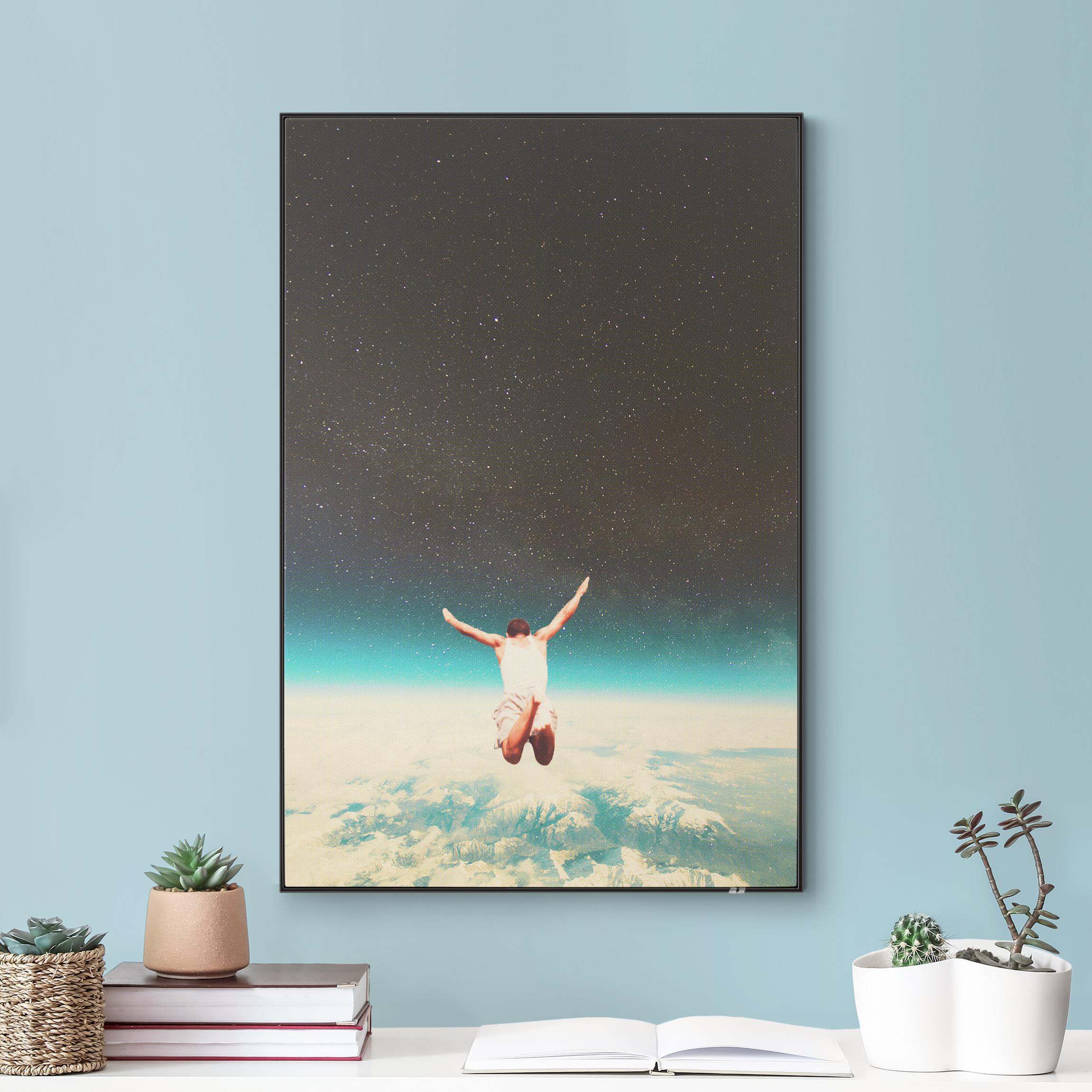 Wechselbild Sprung auf die Erde