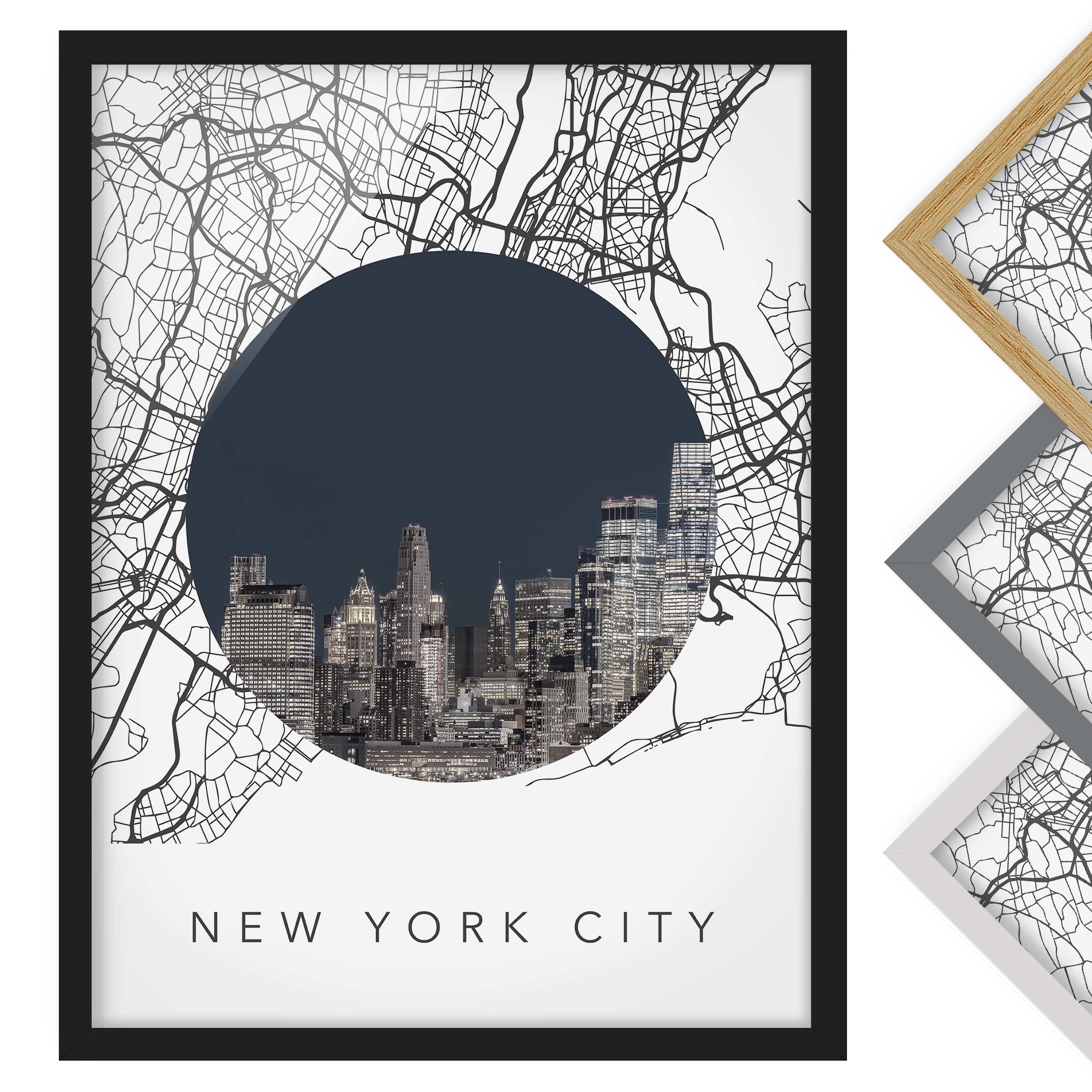 Bild mit Rahmen Stadtplan Collage New York City