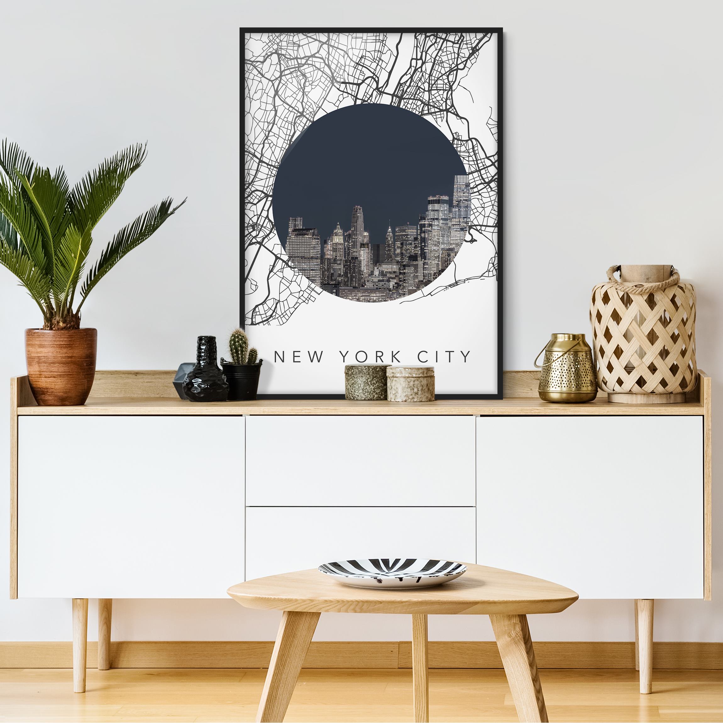 Bild mit Rahmen Stadtplan Collage New York City