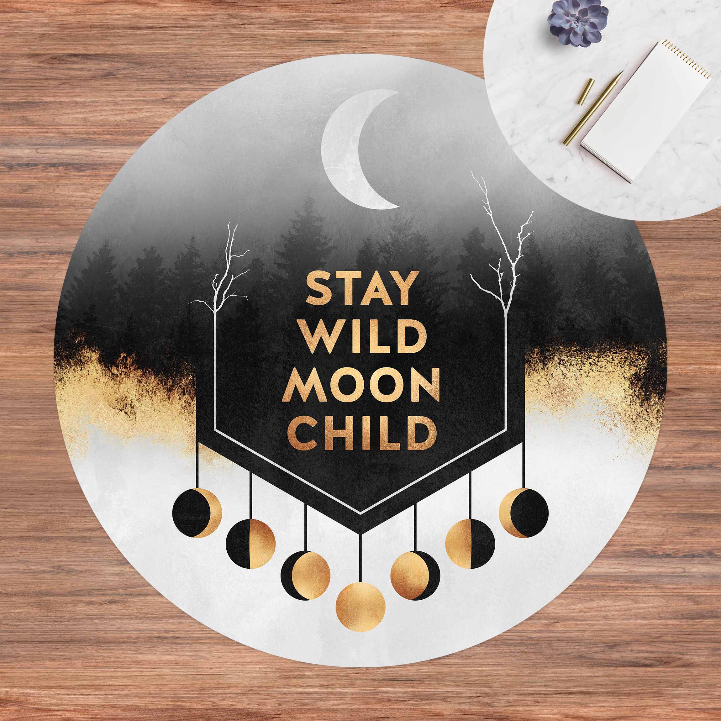 Runder Vinyl-Teppich Stay Wild Moon Child