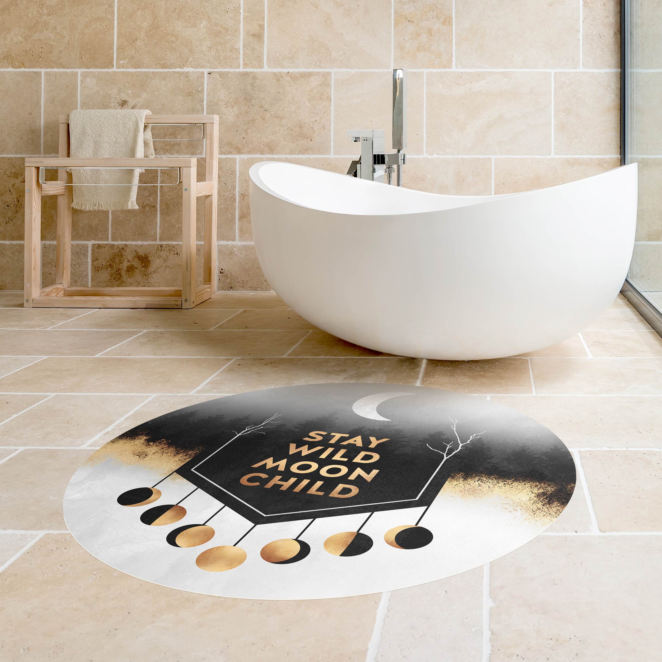 Runder Vinyl-Teppich Stay Wild Moon Child