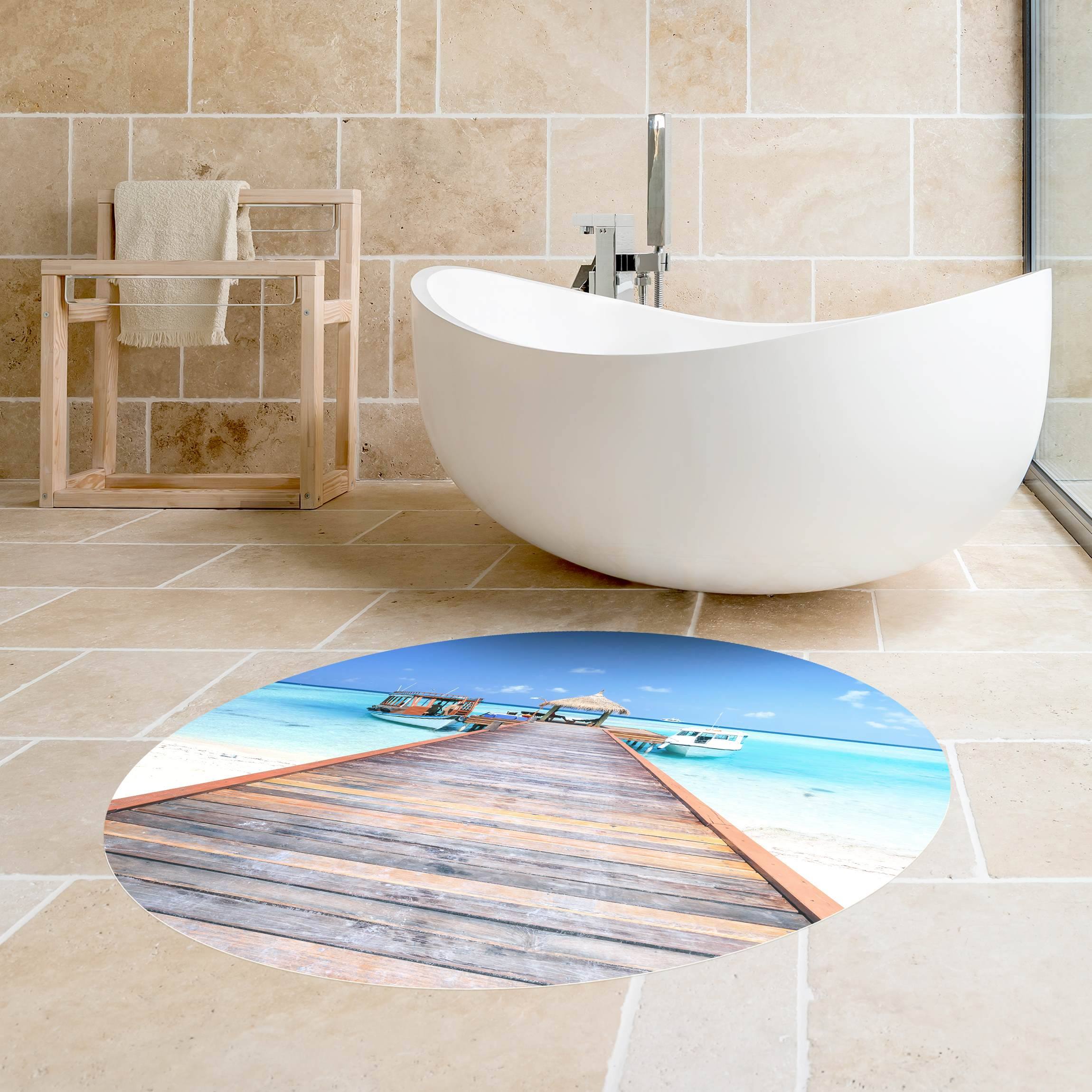 Runder Vinyl-Teppich Steg am Meer