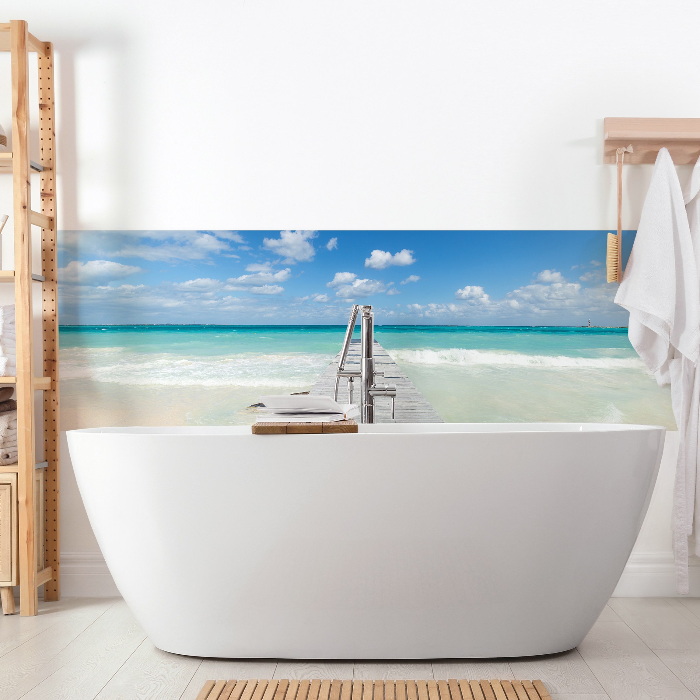 Wandverkleidung Bad Steg ins Meer