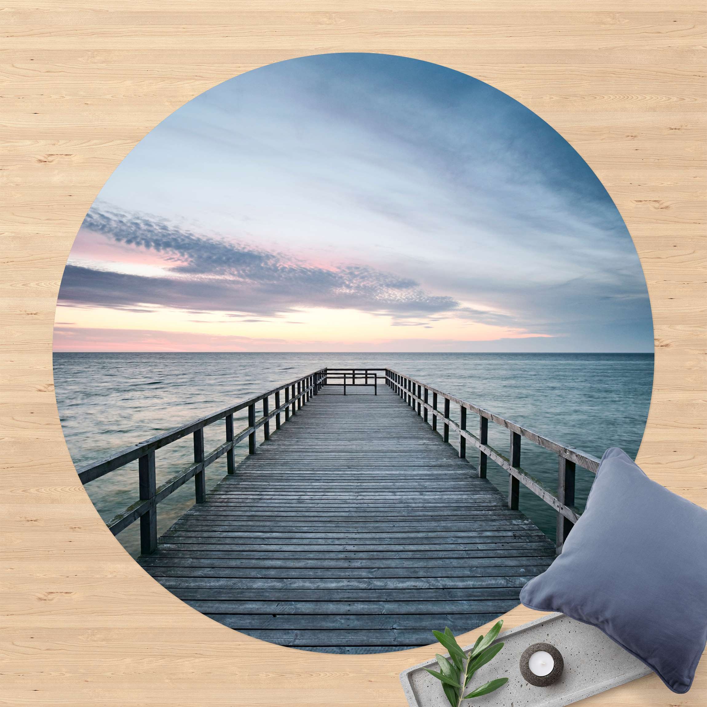 Runder Vinyl-Teppich Steg Promenade