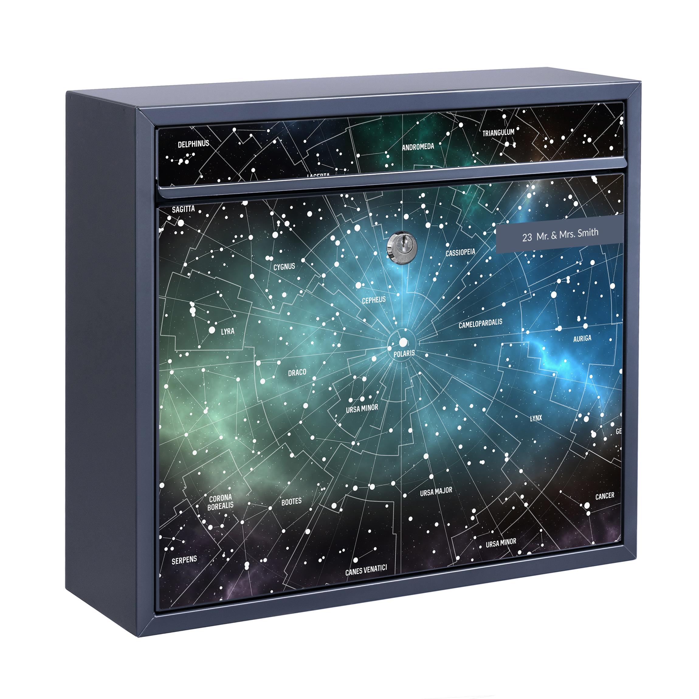 Briefkasten mit eigenem Text Sternbilder Karte Galaxienebel