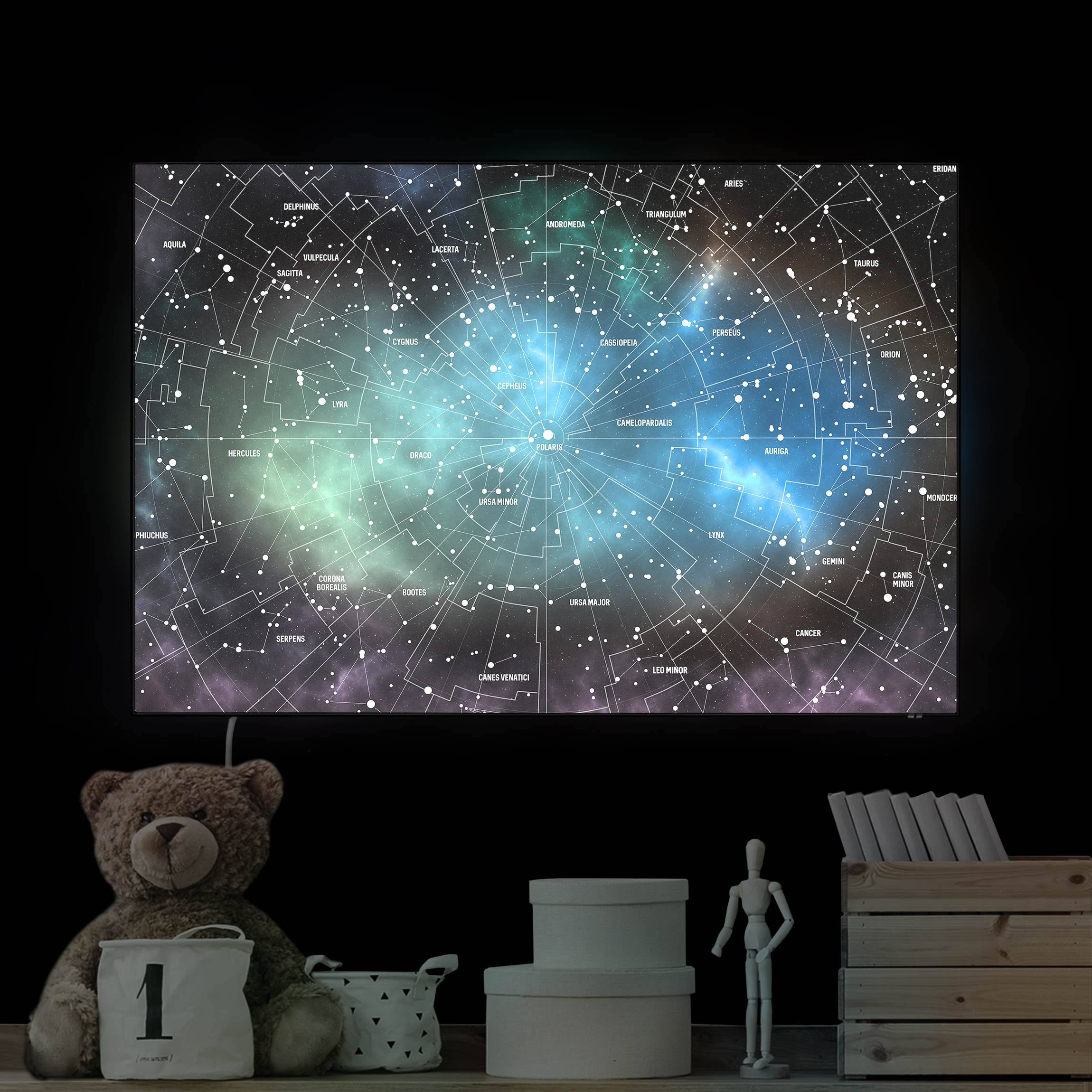 LED-Wechselbild Sternbilder Karte Galaxienebel