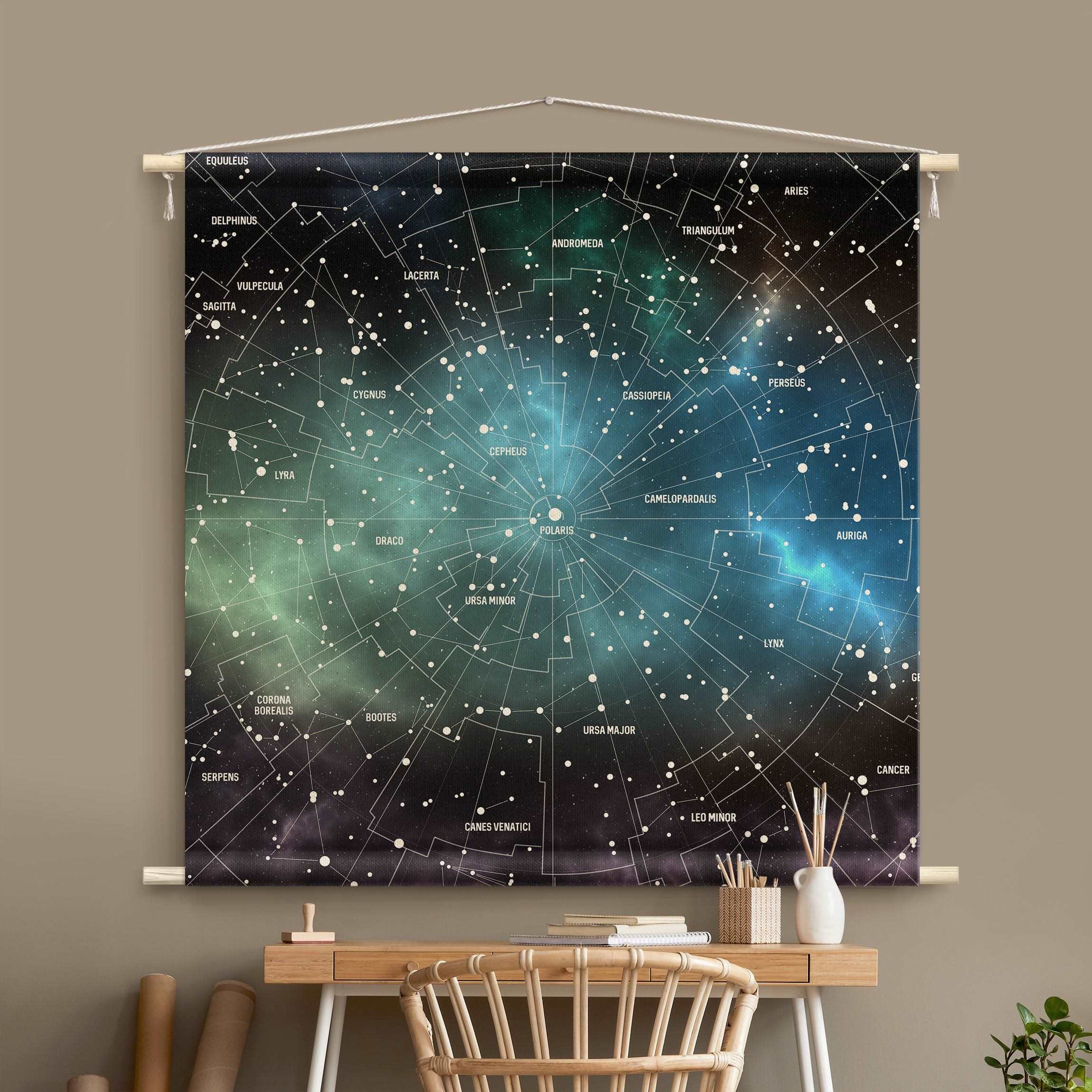 Wandteppich Sternbilder Karte Galaxienebel