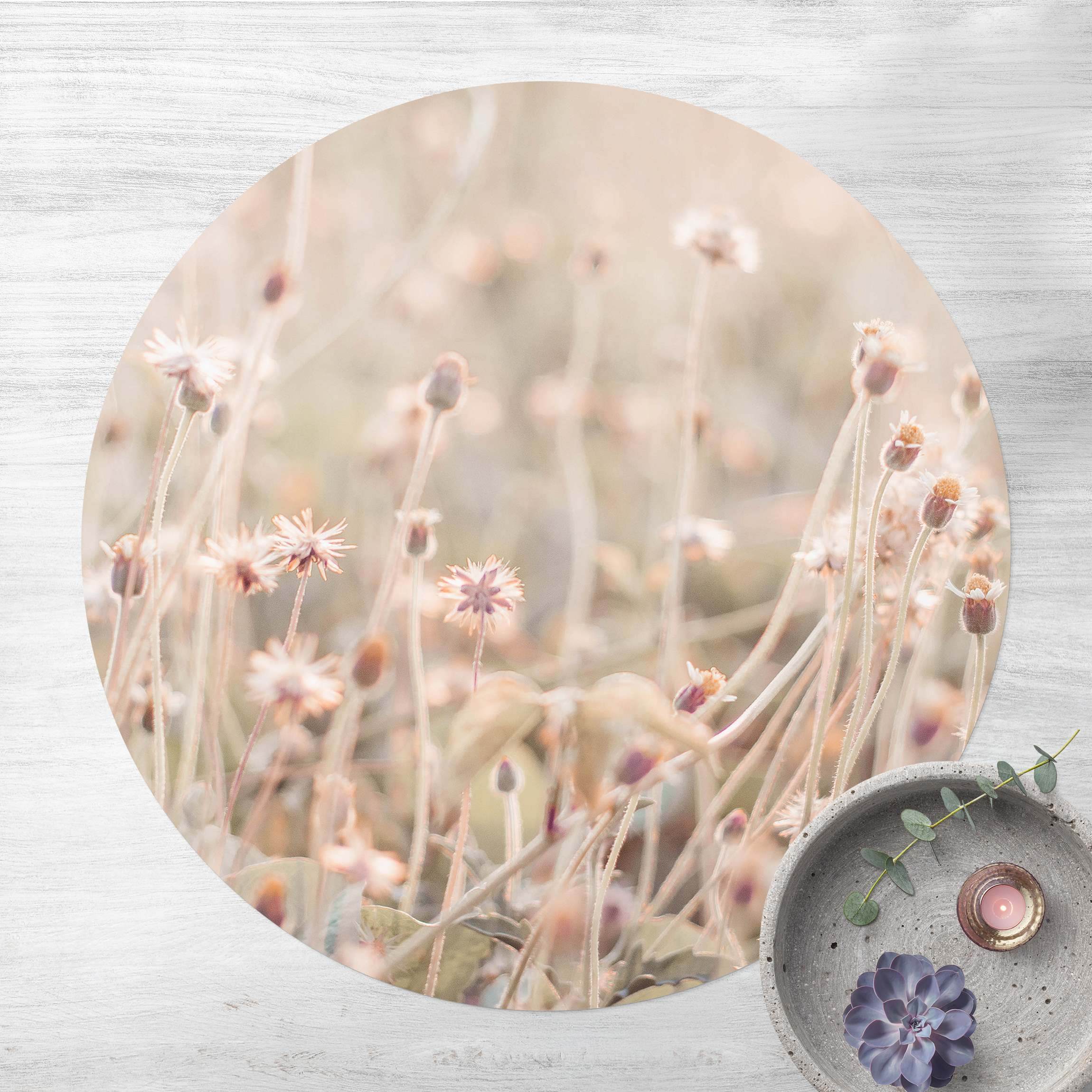 Runder Vinyl-Teppich Strahlende Blumenwiese